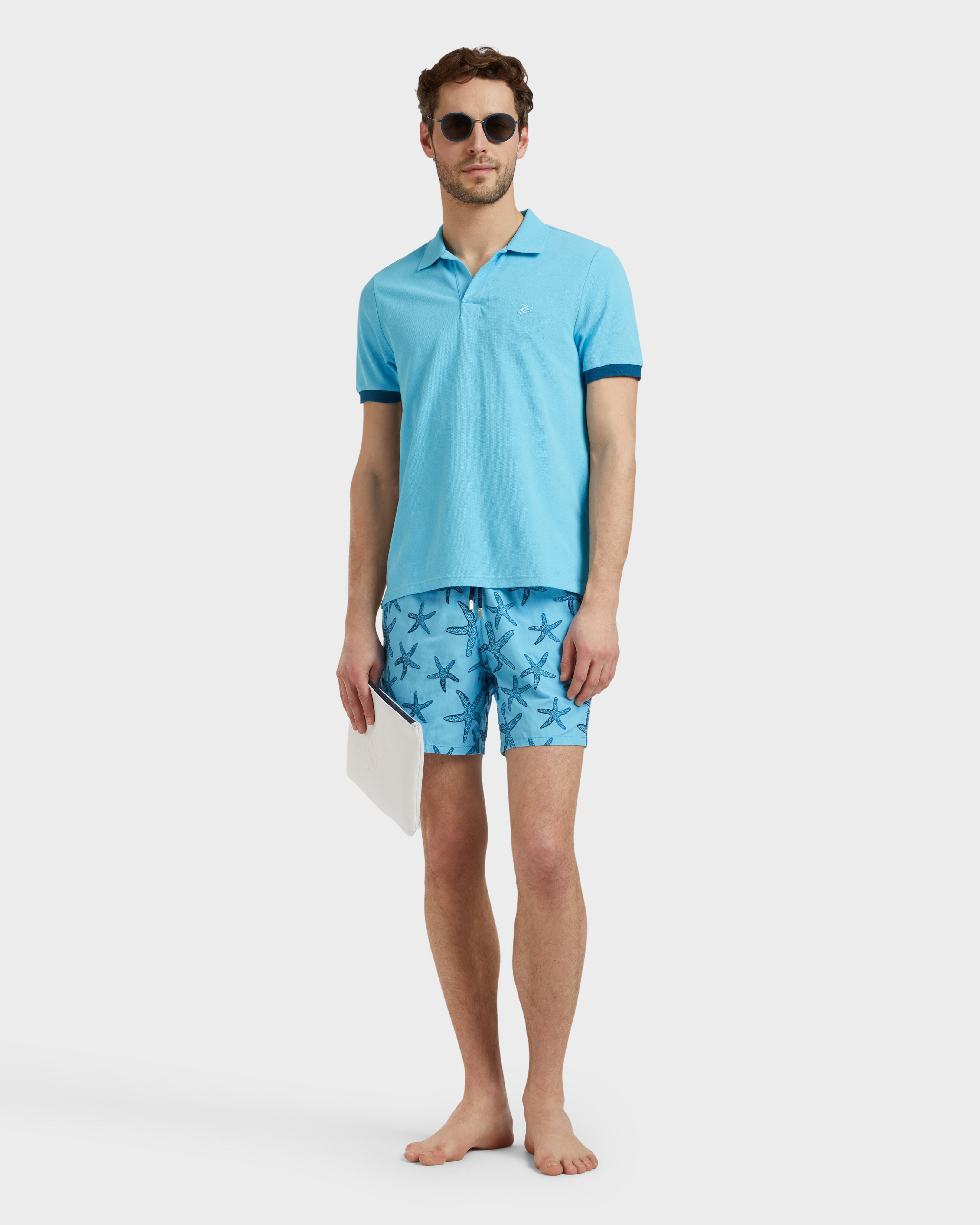 Men Swim Shorts Embroidered Starlettes- Limited Edition BLUE TOPAZ supp1 view