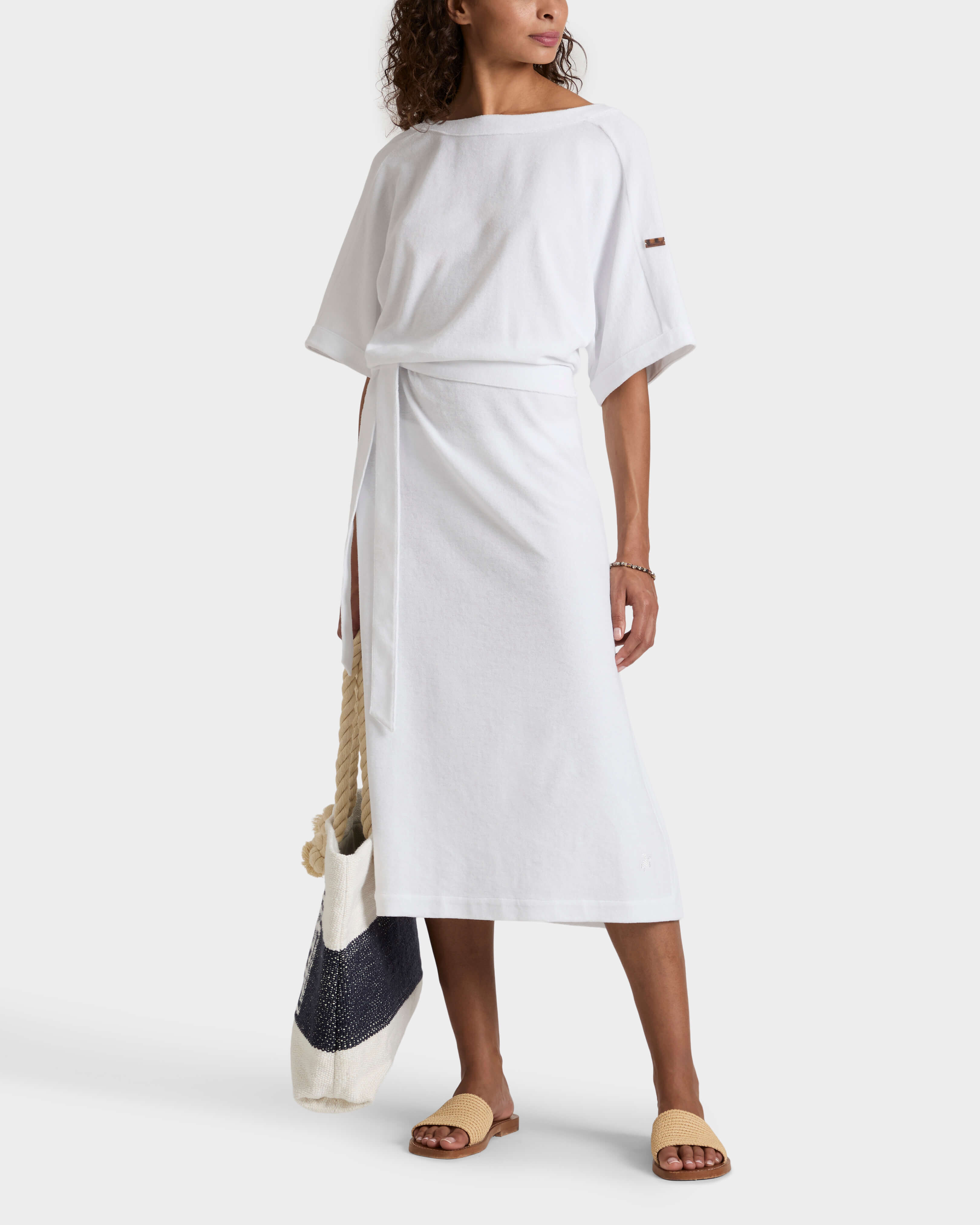 Caftano donna reversibile in spugna tinta unita BIANCO supp2 view