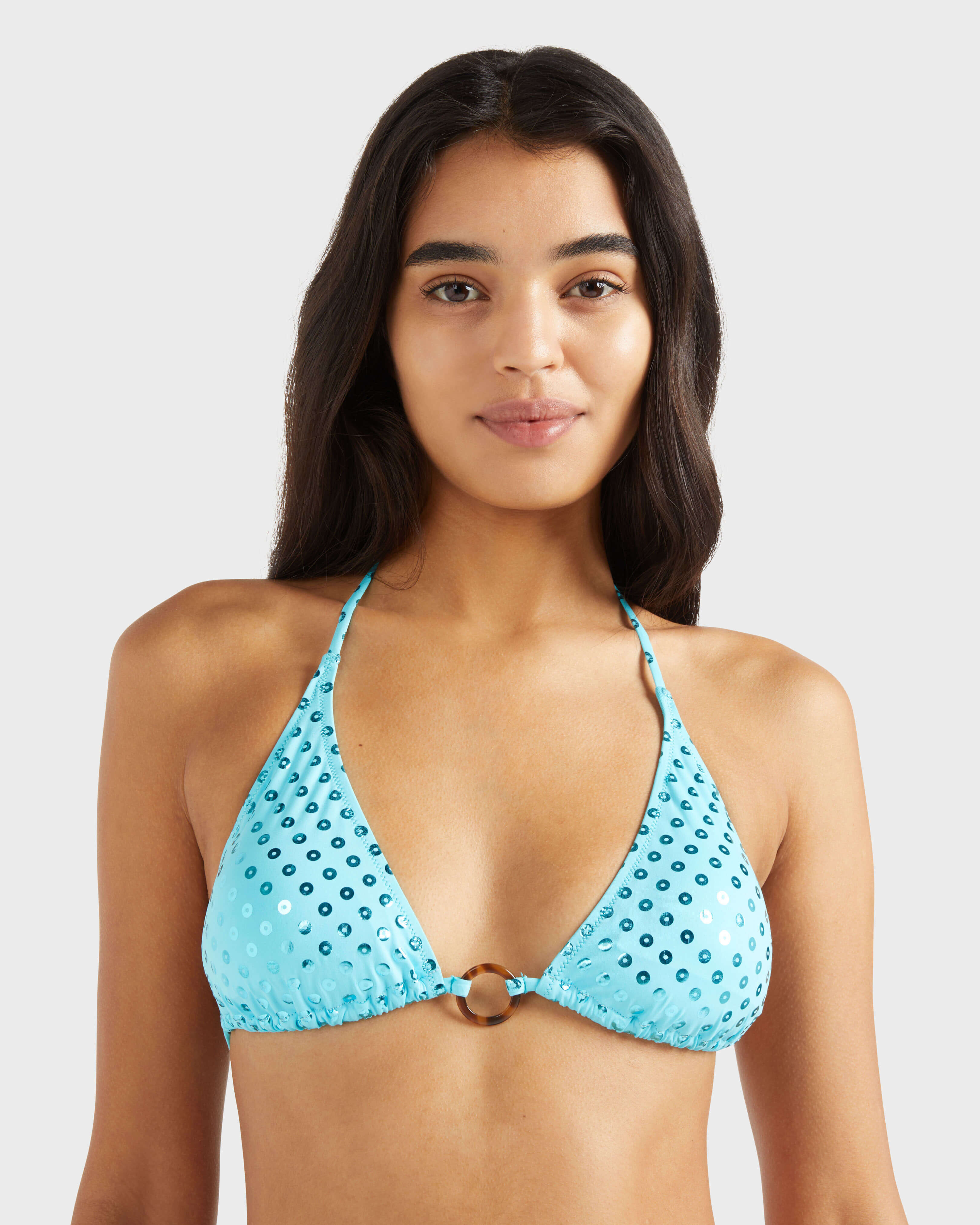 Women Triangle Bikini Top Relief Sparkling DISCO GREEN supp2 view