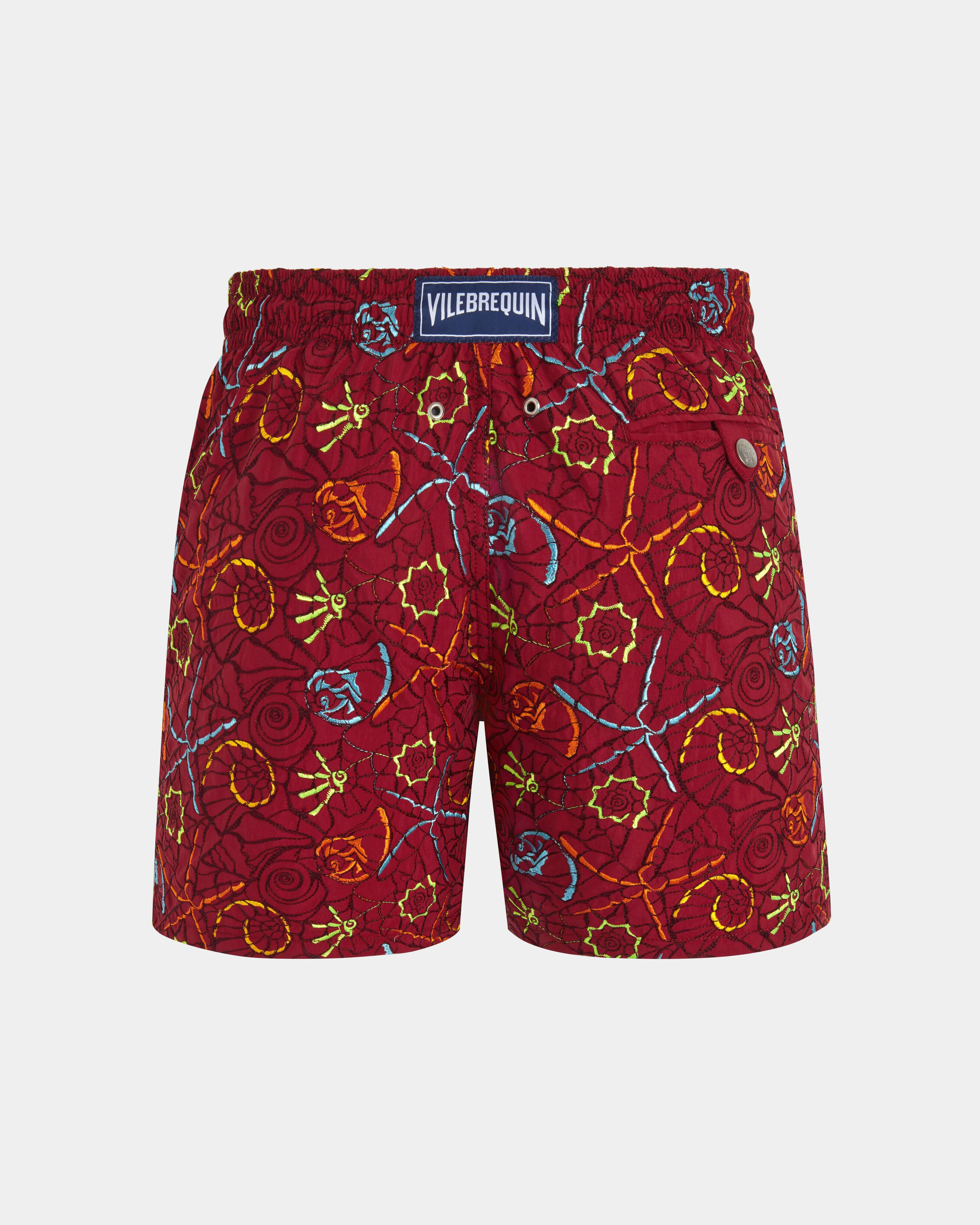Men Swim Shorts Embroidered Noumea Sea - Limited Edition MERLOT back view