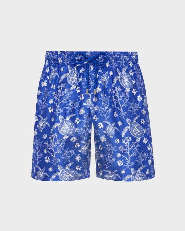 Vilebrequin - Men Silk Bermuda Shorts X-ray Turtles - Bermuda - Bilkbot - Blue - Size S