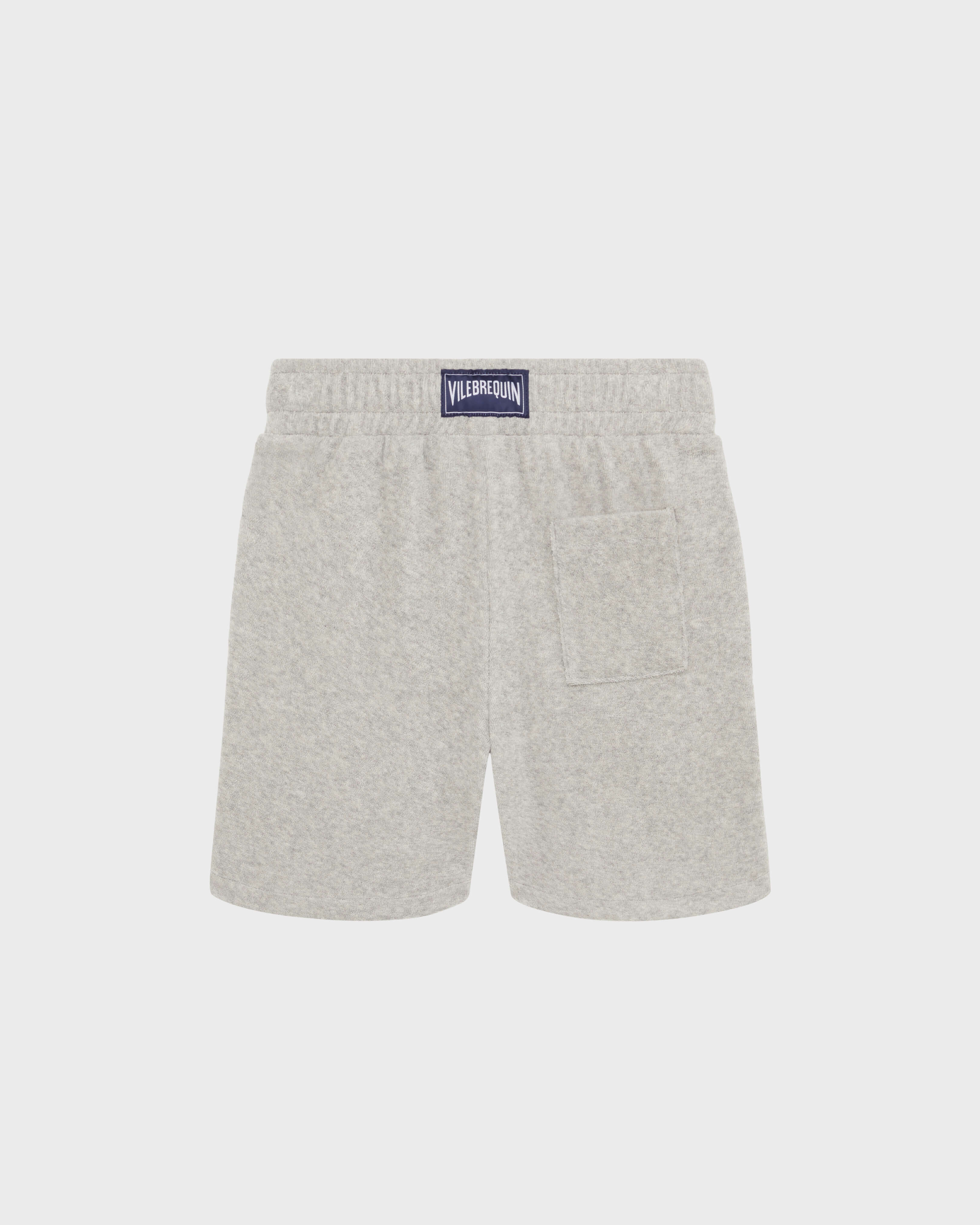 Boys Terry Bermuda Shorts Embroidered Turtle HEATHER GREY back view