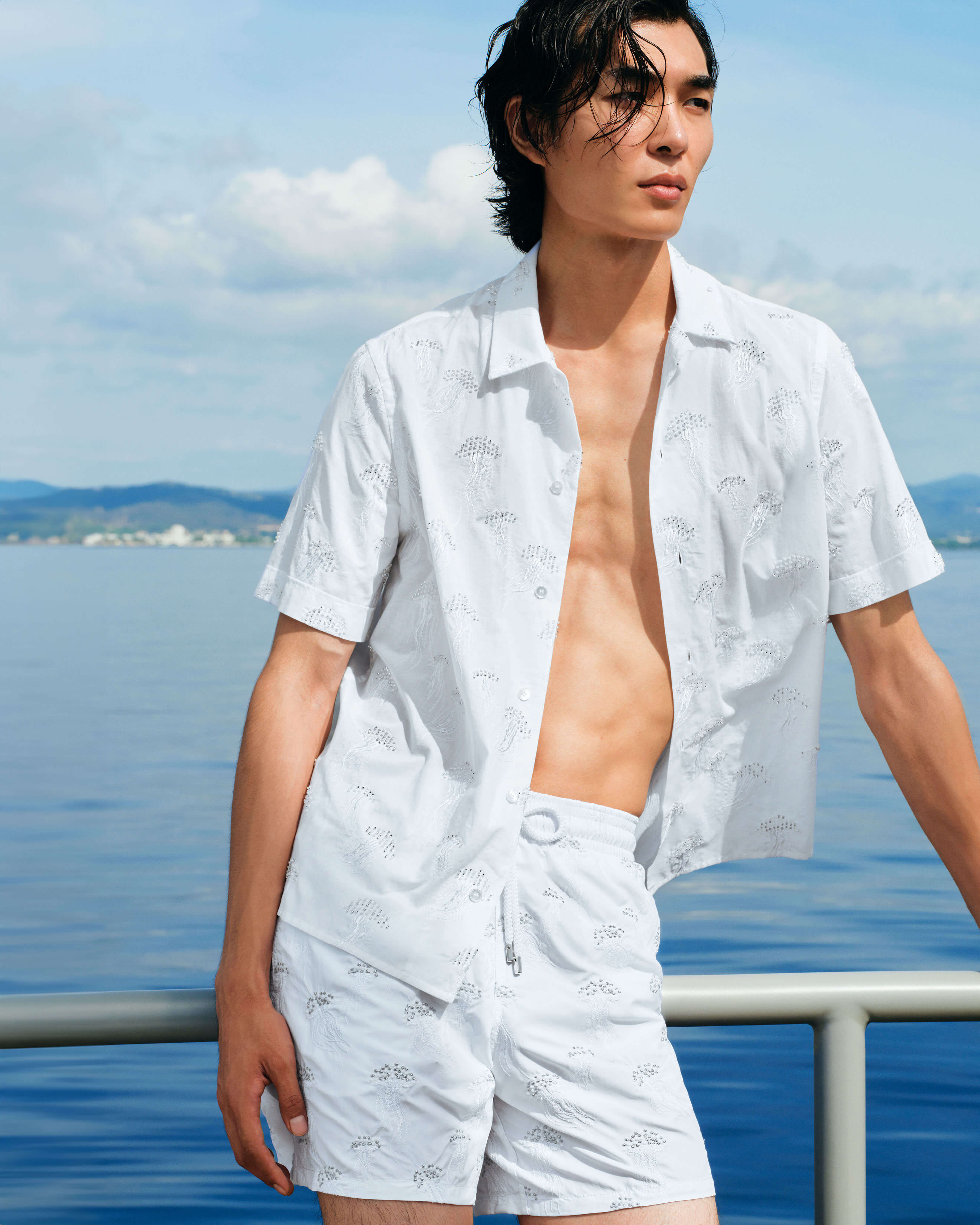 Men Embroidered Swim Shorts Jellyfish - Limited Collection WHITE override view