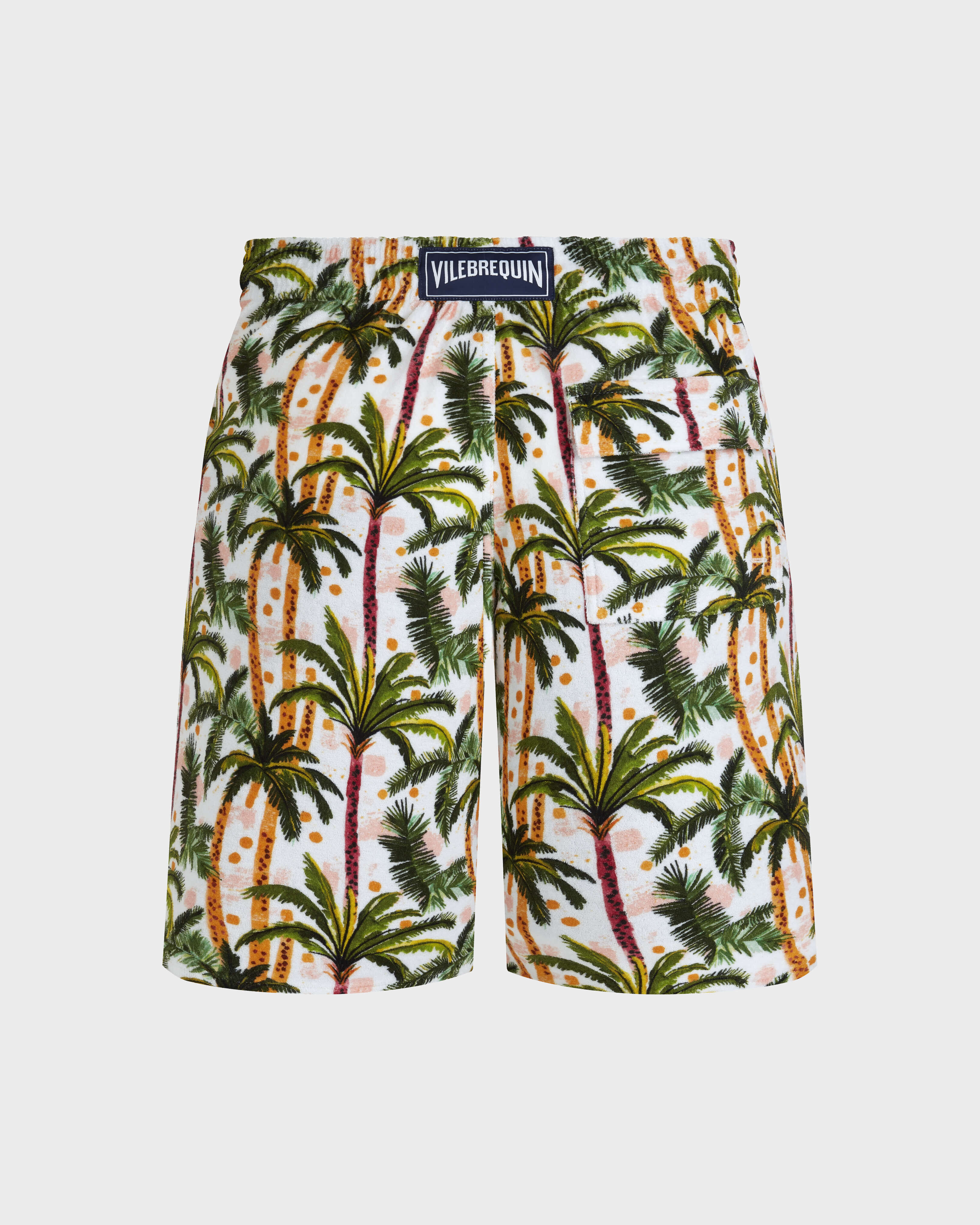 Men Terry Bermuda Shorts Brazil Jungle WHITE back view