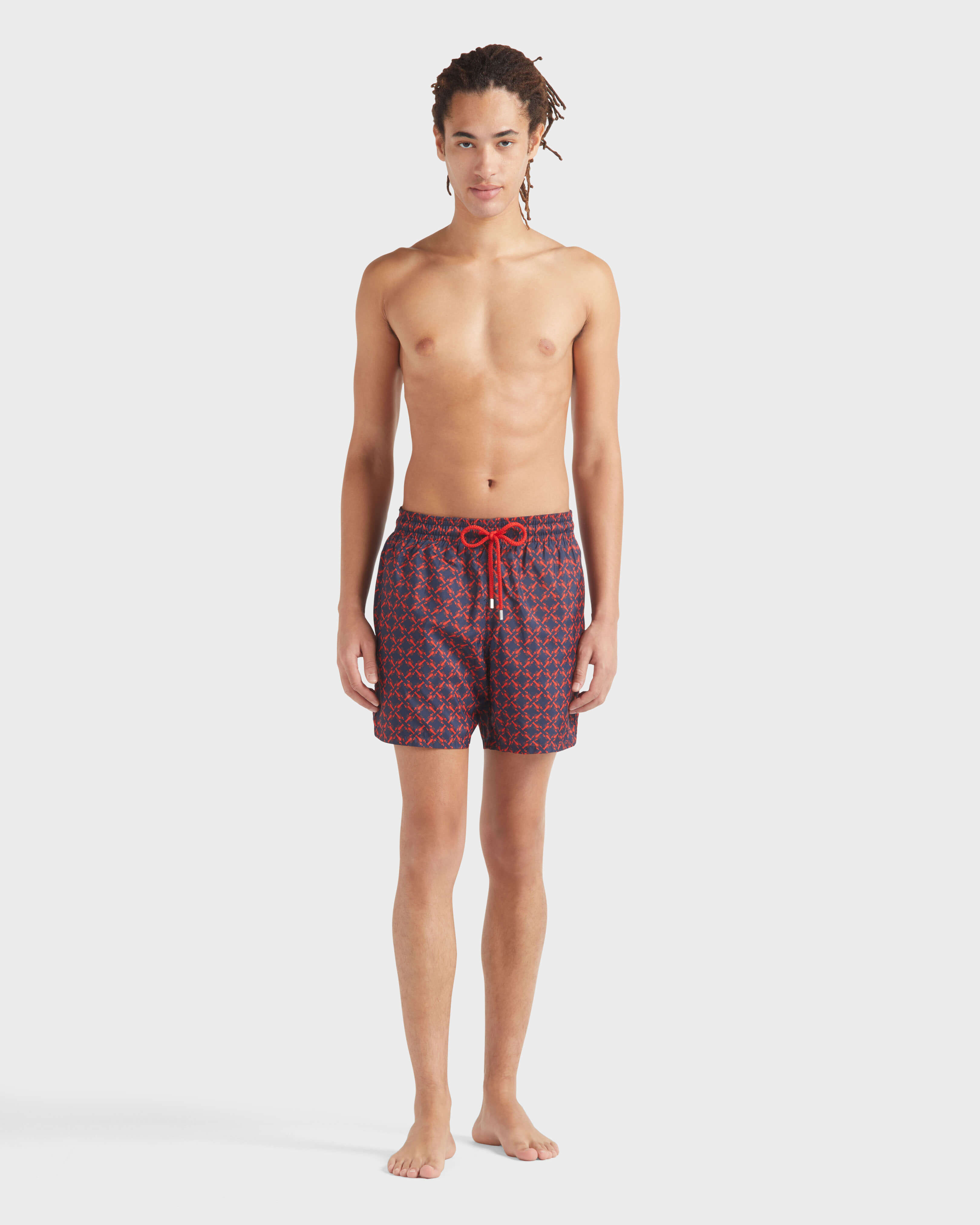 Men Ultra-light and packable Swim Shorts Homard Pixel NAVY frontworn view