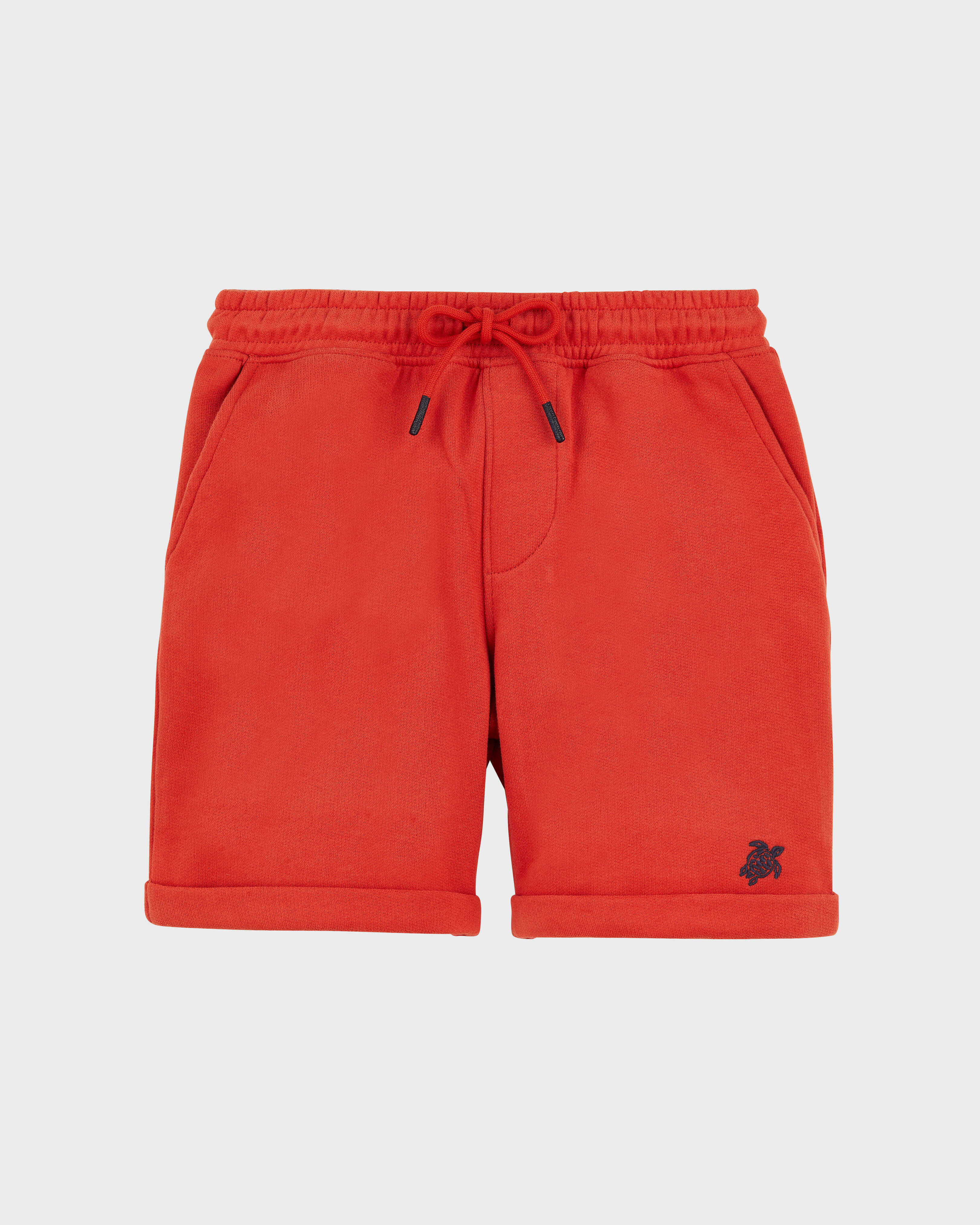 Boys Organic Cotton Bermuda Shorts Solid BRICK front view