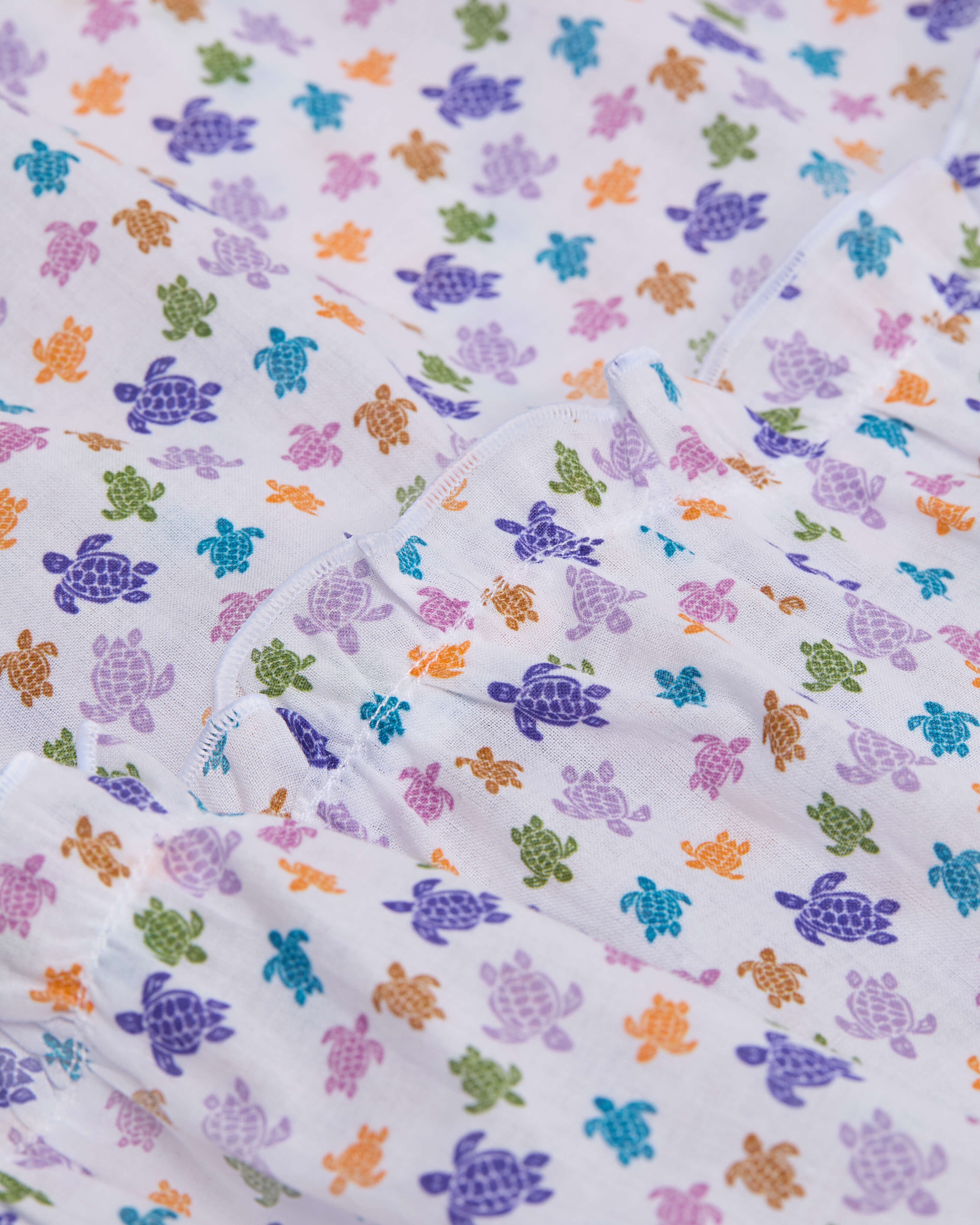 Vestido de gasa de algodón orgánico con estampado Micro Ronde des Tortues para niña BLANCO supp4 view