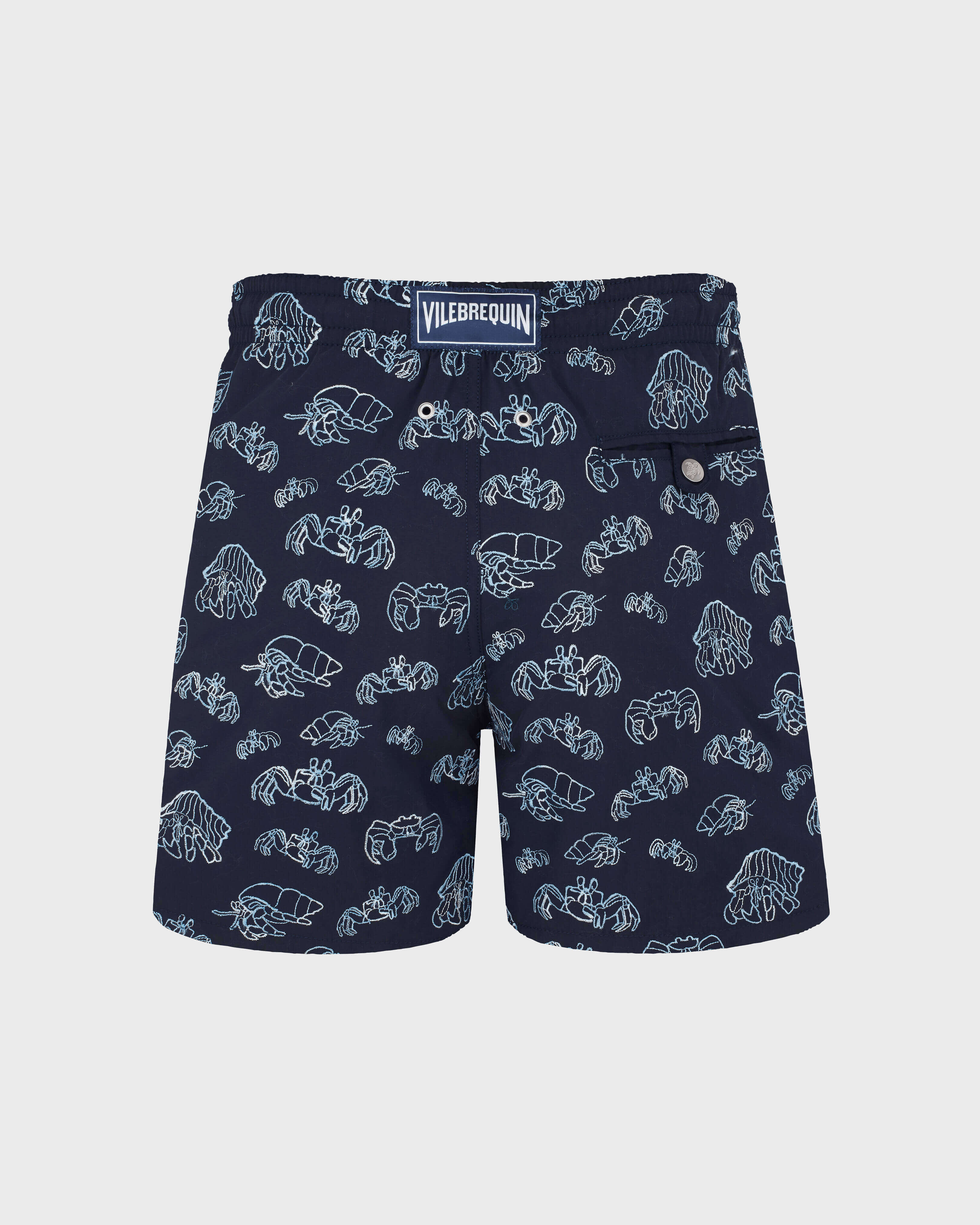 Men Swim Shorts Embroidered Hermit Crabs - Limited Edition NAVY back view