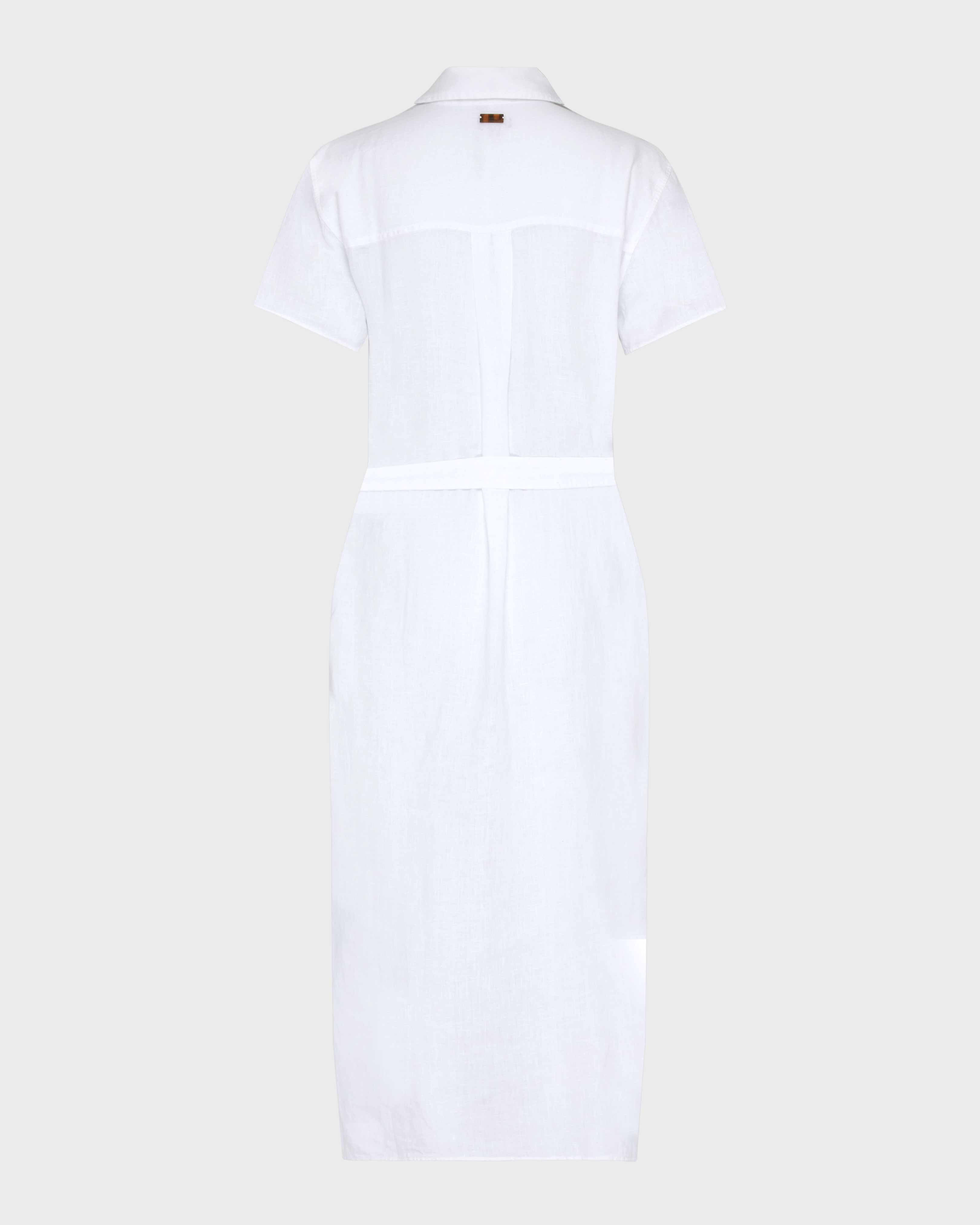 Solid Hemdkleid aus Leinen für Damen WEISS back view
