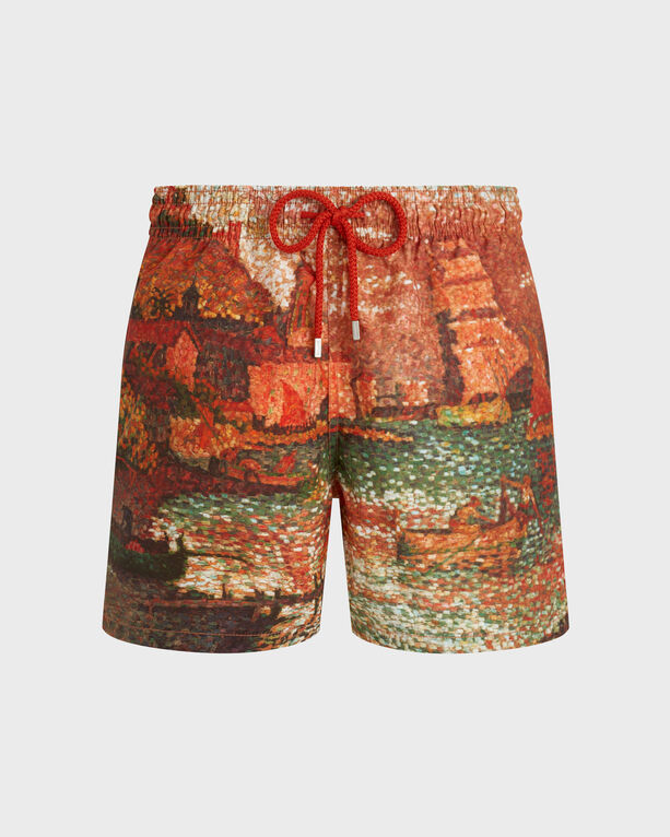 Vilebrequin - Men 360 Swim Shorts Sortie Du Port De St Tropez - Vilebrequin X Paul Signac - Swimwear - Moopea - Red - Size XL