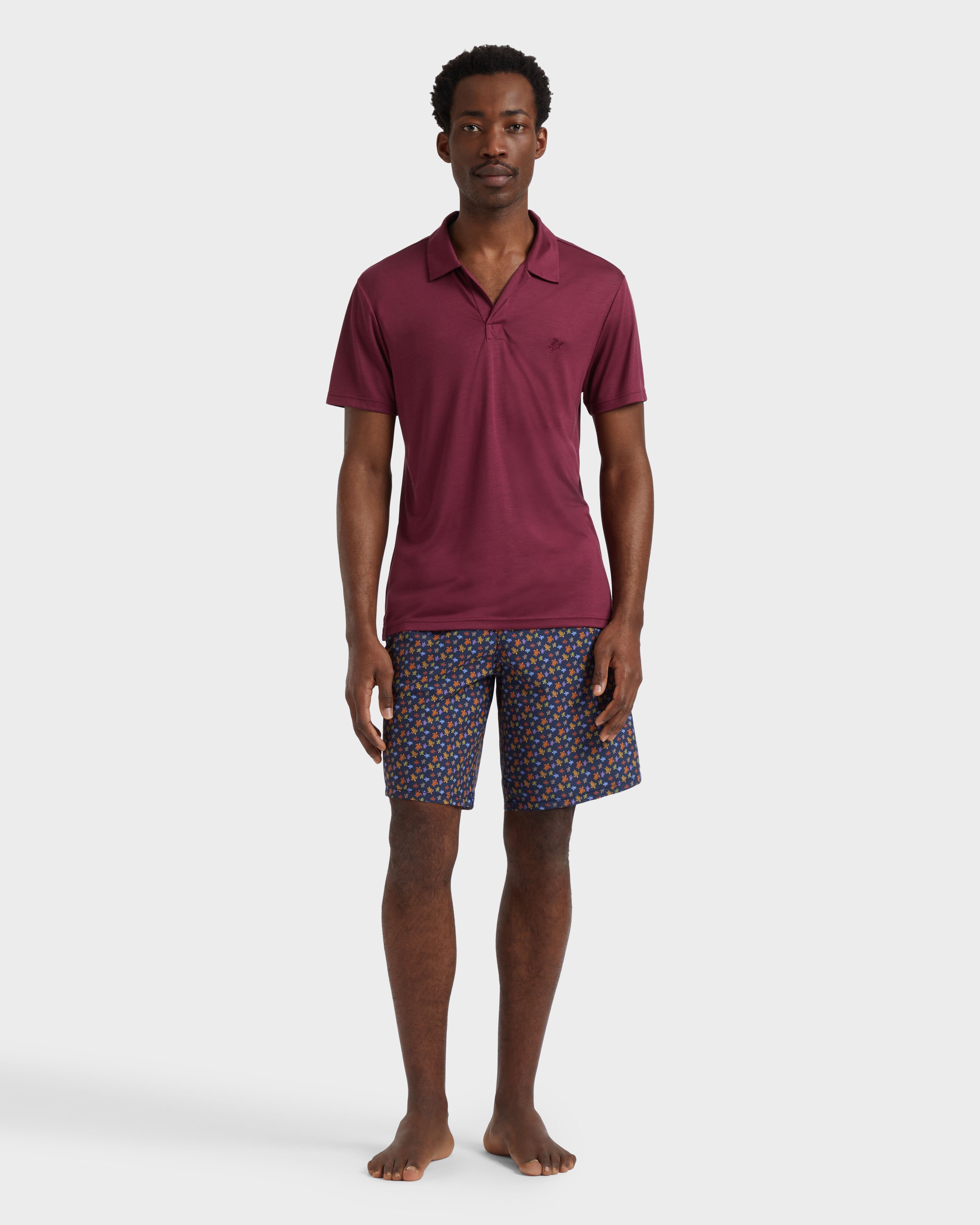 Men Tencel Polo Shirt Solid BACCHUS frontworn view