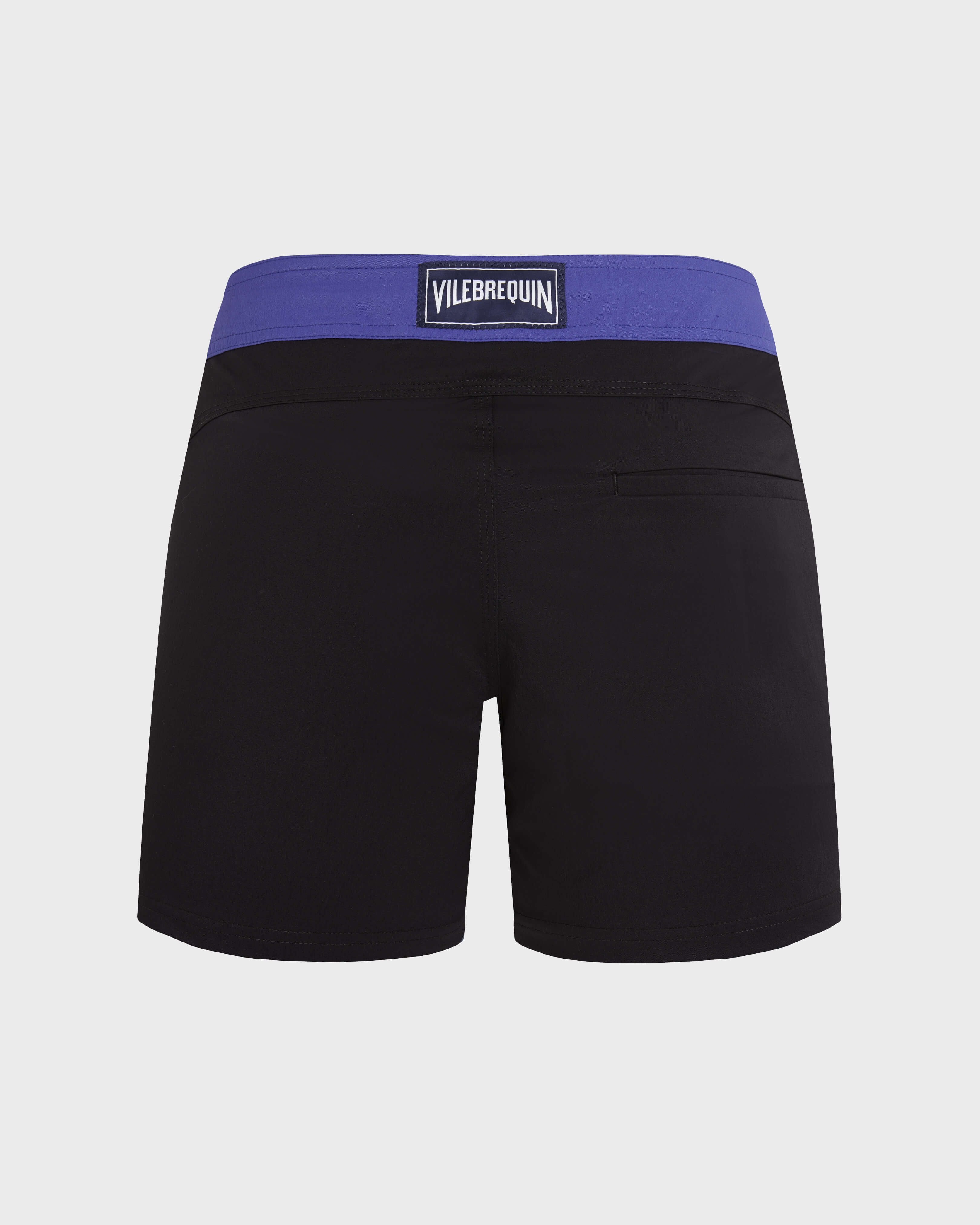 Pantaloncini mare uomo elasticizzati con cintura piatta Color Block NERO back view