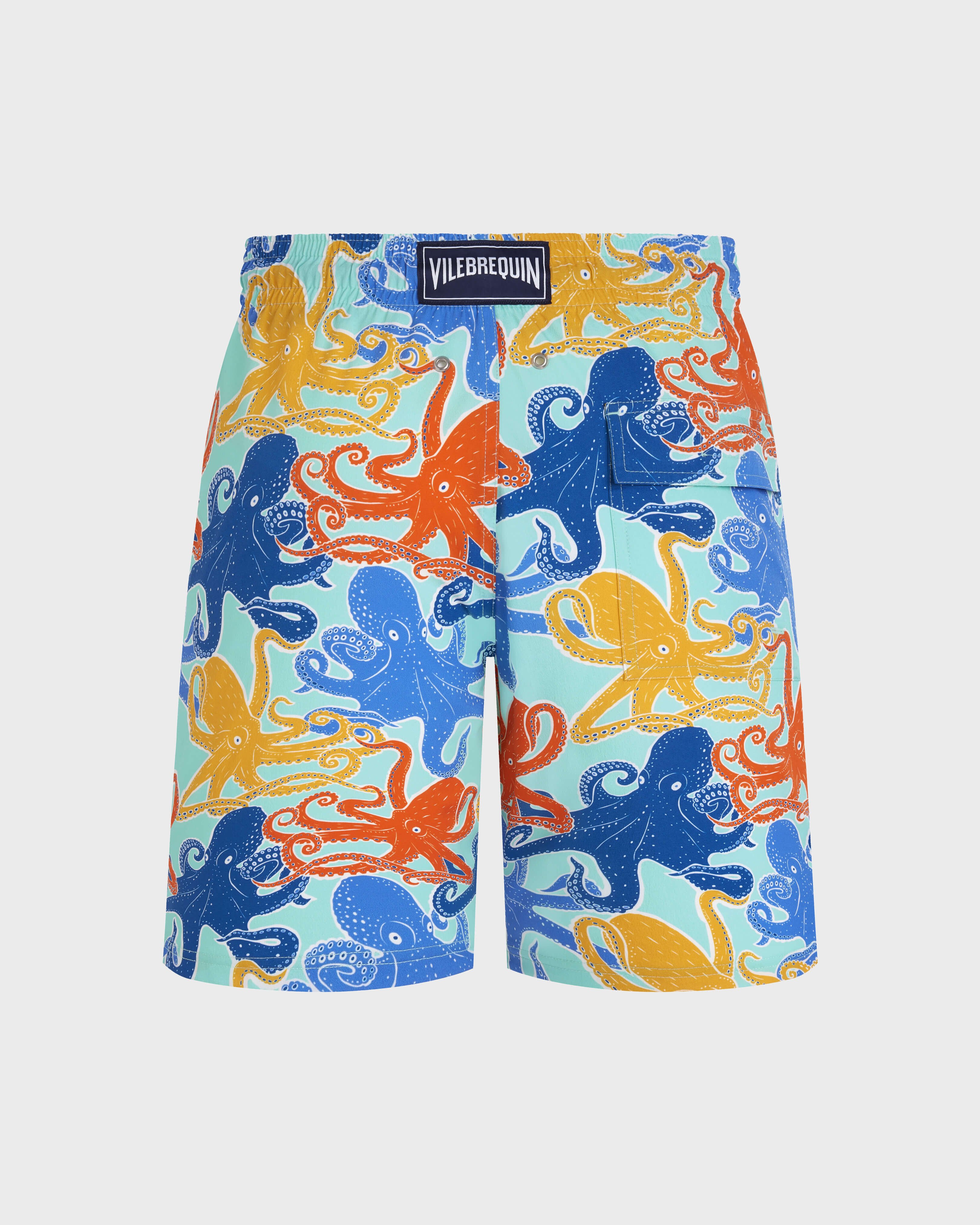 Lange Octopussy Stretch-Badeshorts für Herren CARIBBEAN back view