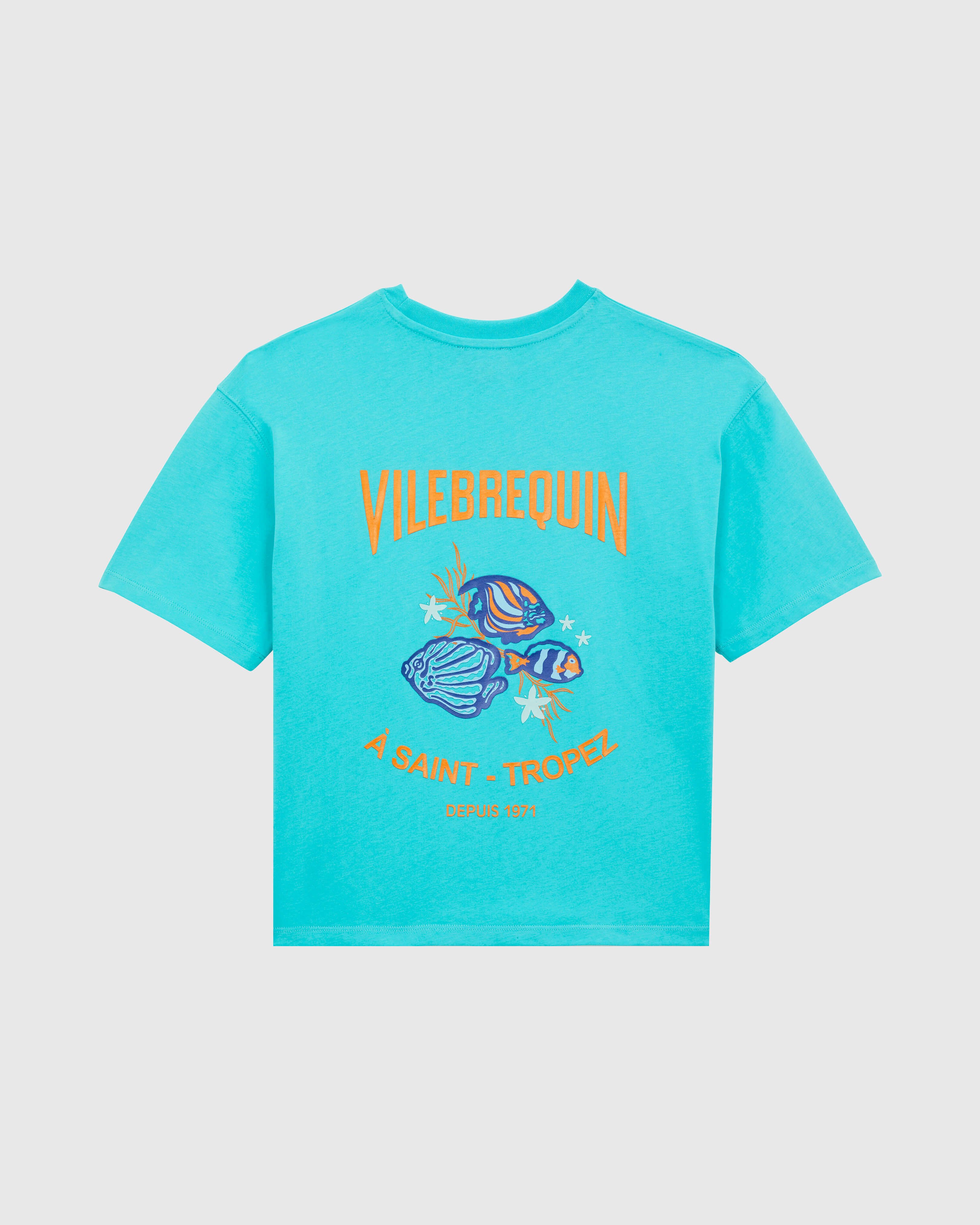 Boys Cotton T-shirt Back Gumy fish logo DISCO GREEN front view