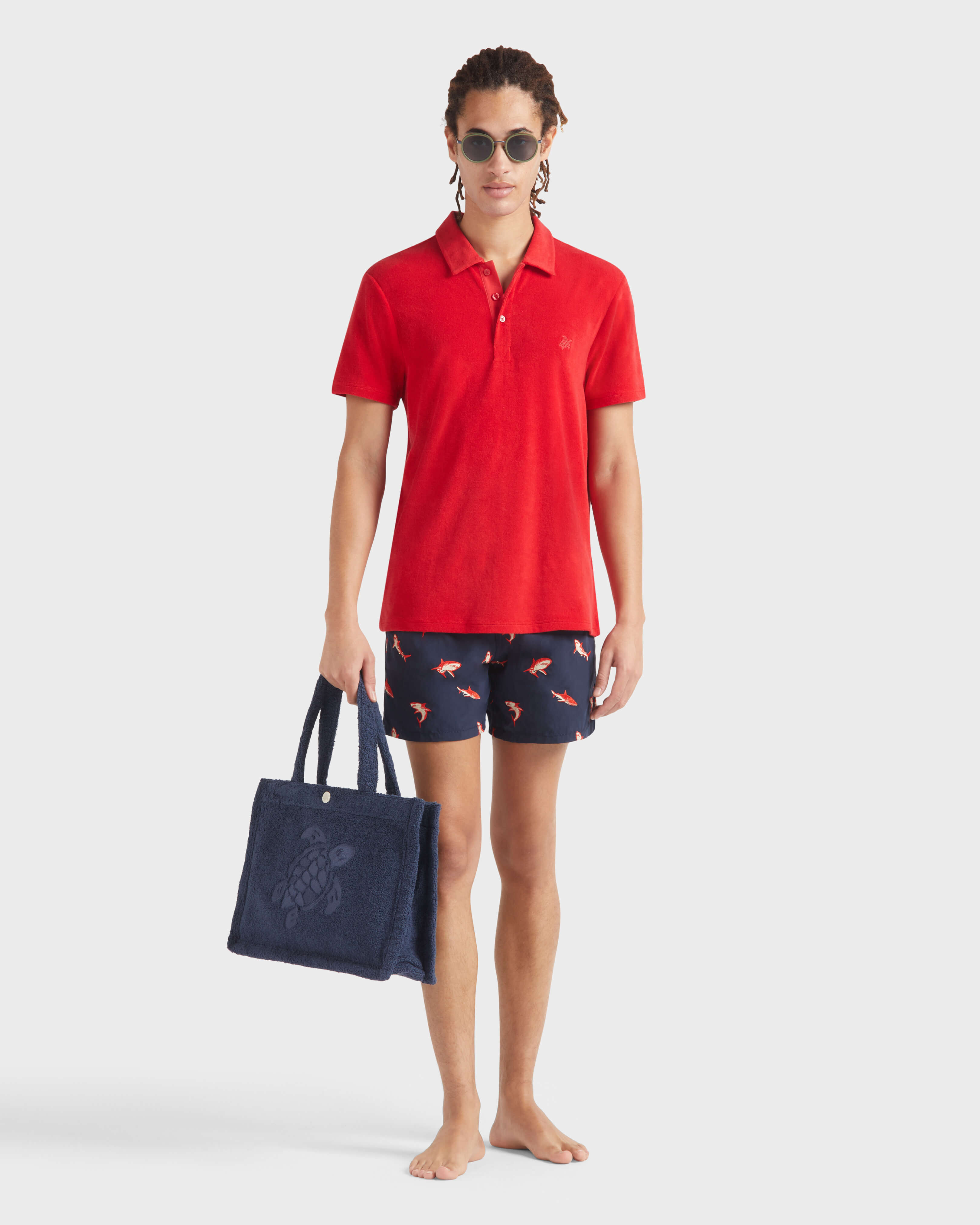 Men Terry Polo Shirt Solid LIPSTICK supp1 view