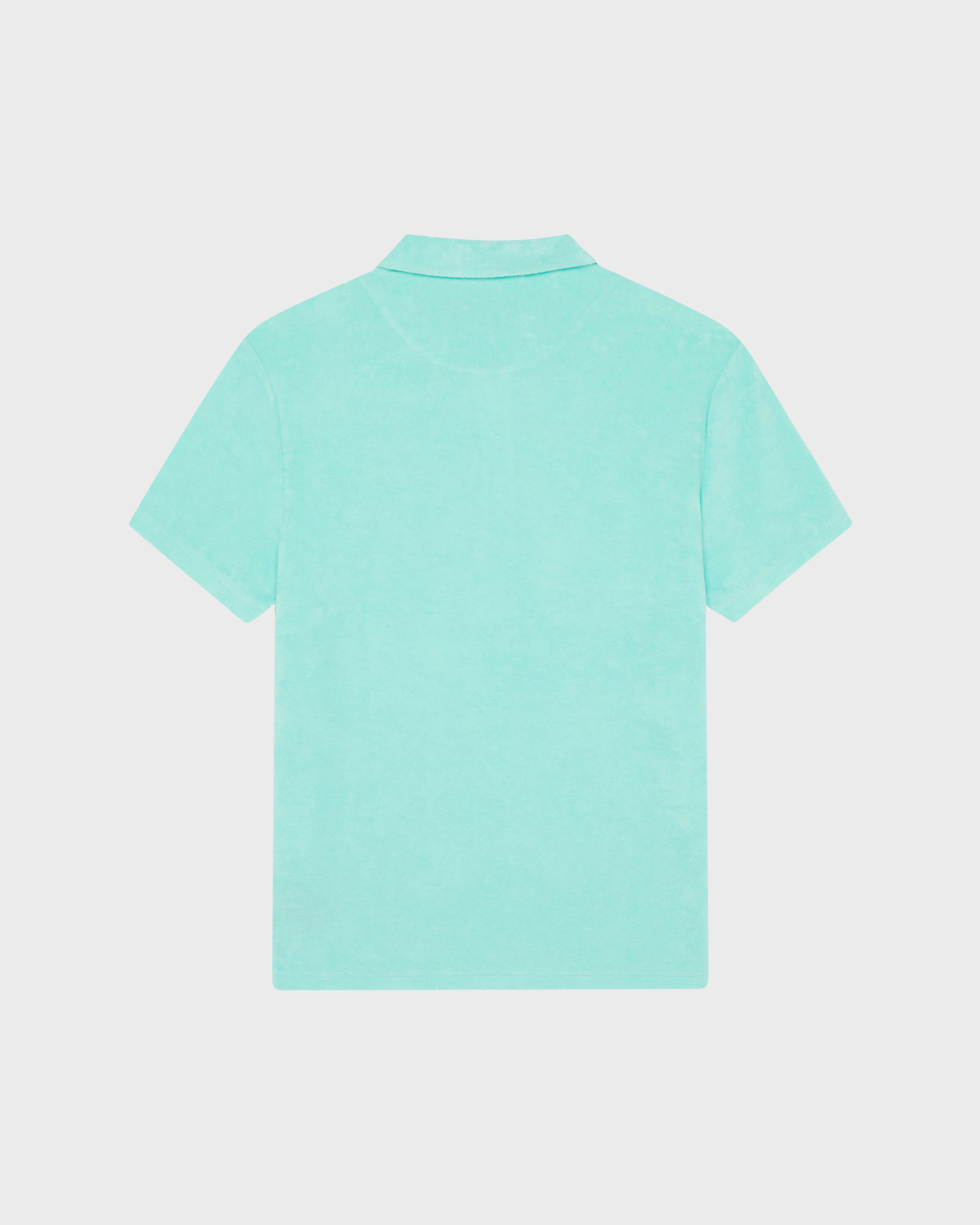 Men Terry Polo Shirt Solid CARIBBEAN back view