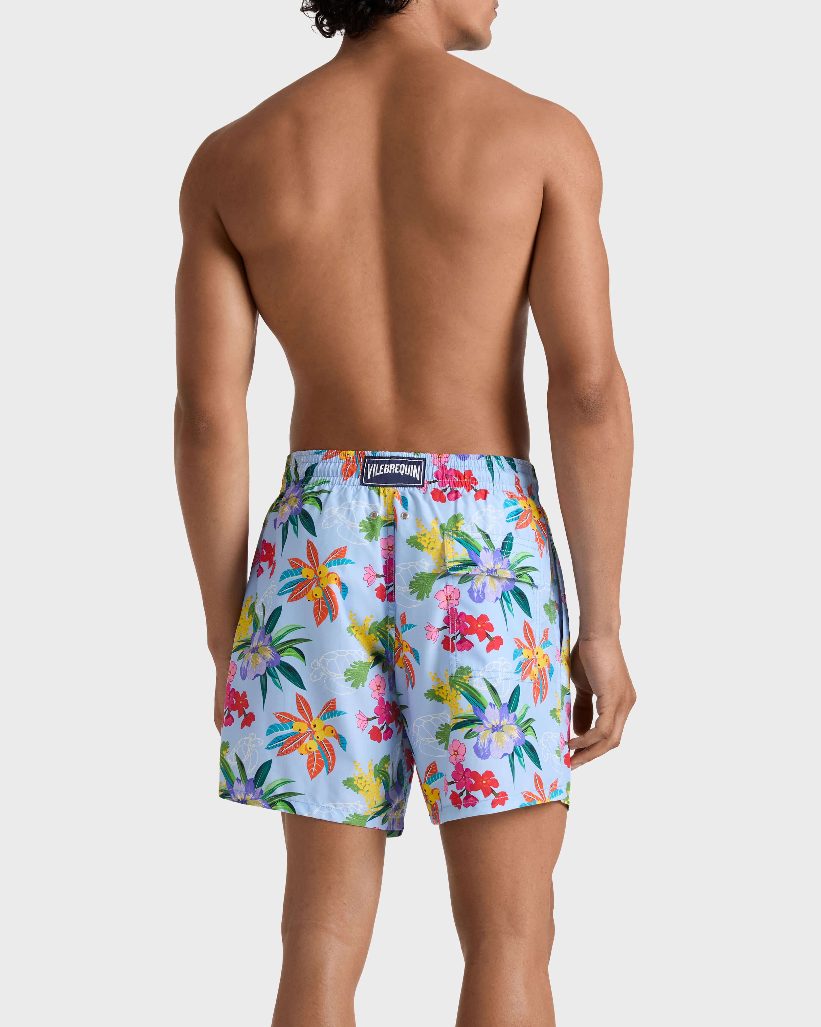 Bañador con estampado Garden Turtles para hombre FLAX FLOWER backworn view