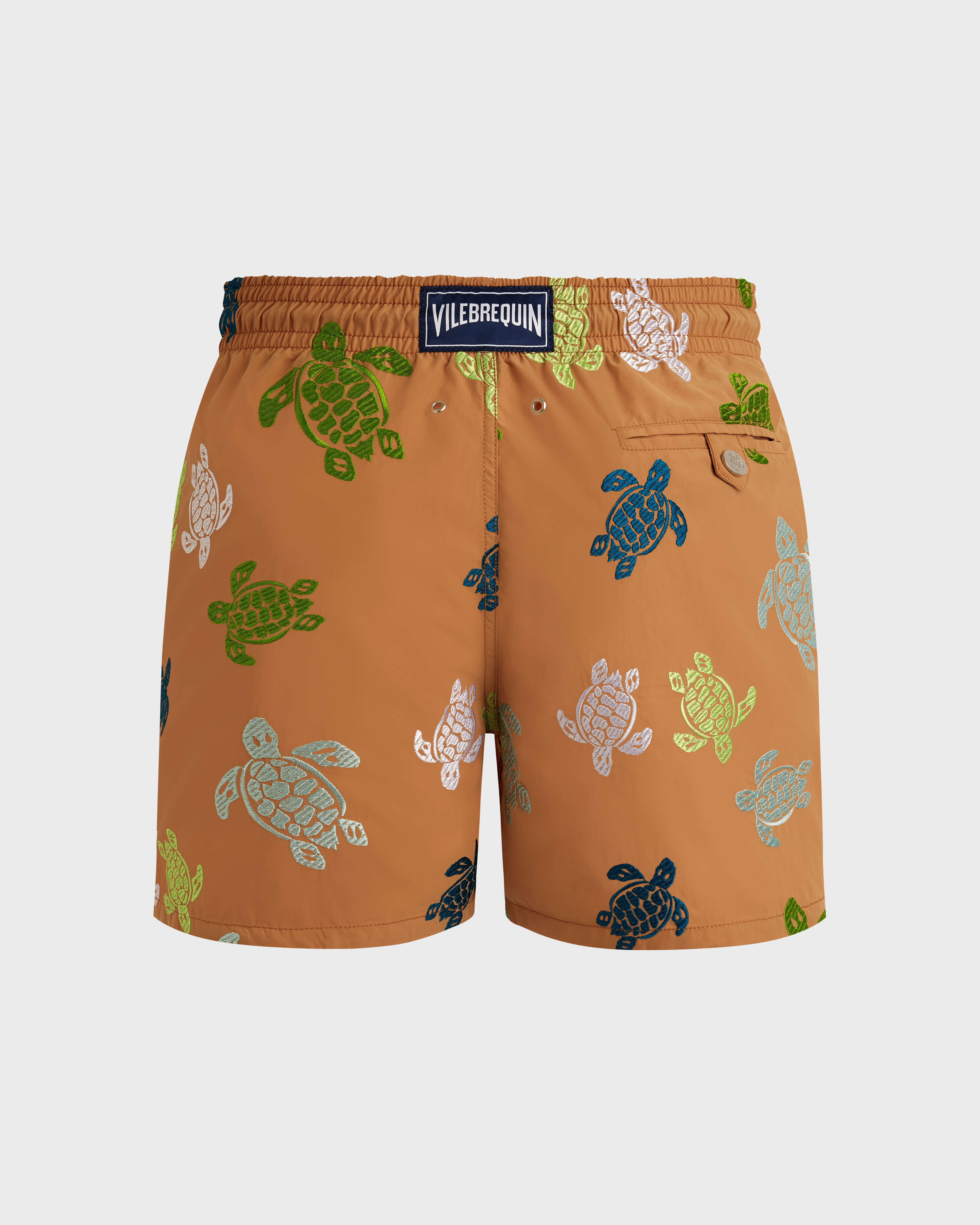Men Swim Shorts Embroidered Tortue Multicolore - Limited Edition MOCHA back view