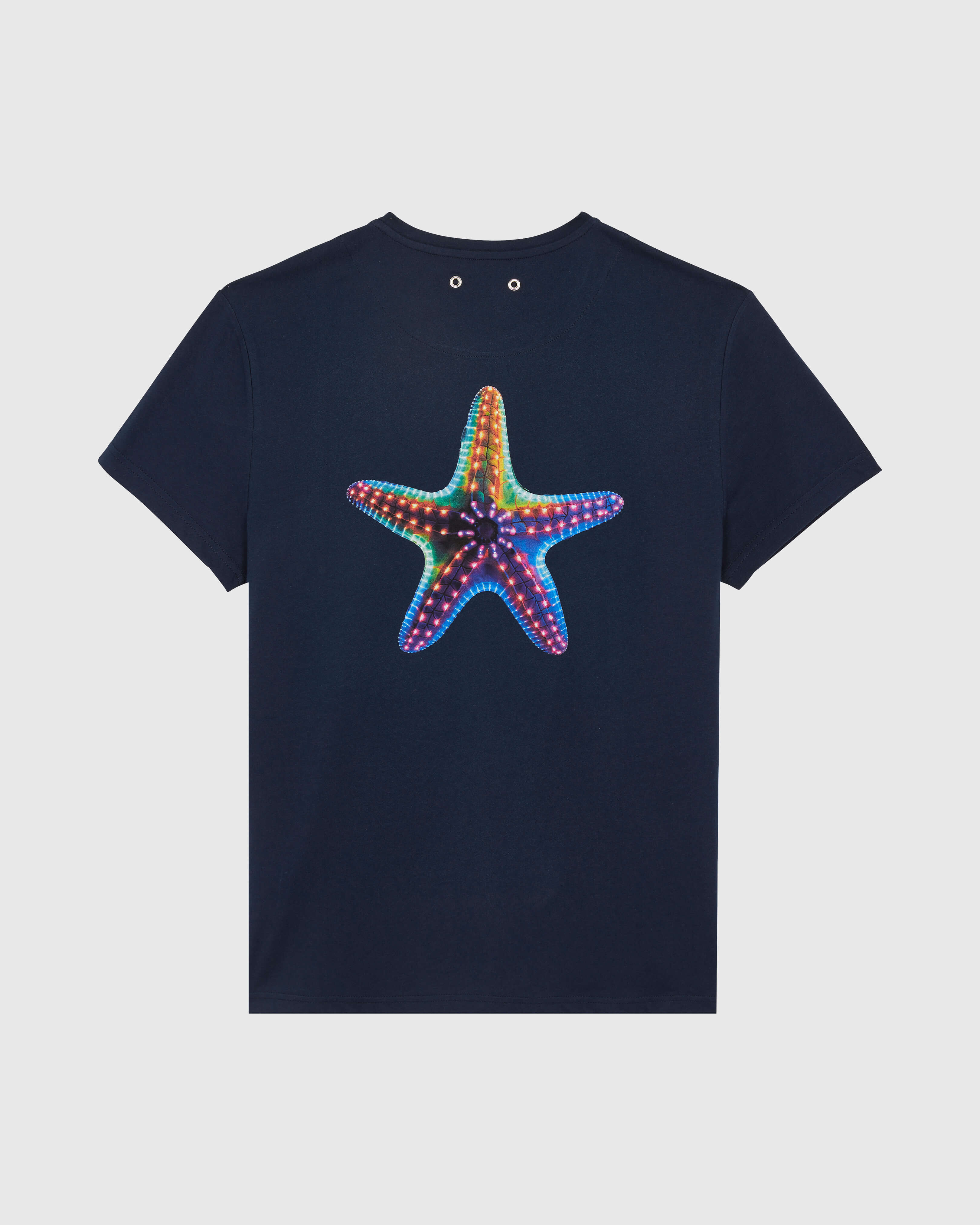 Men Organic Cotton T-shirt Disco Stars NAVY back view