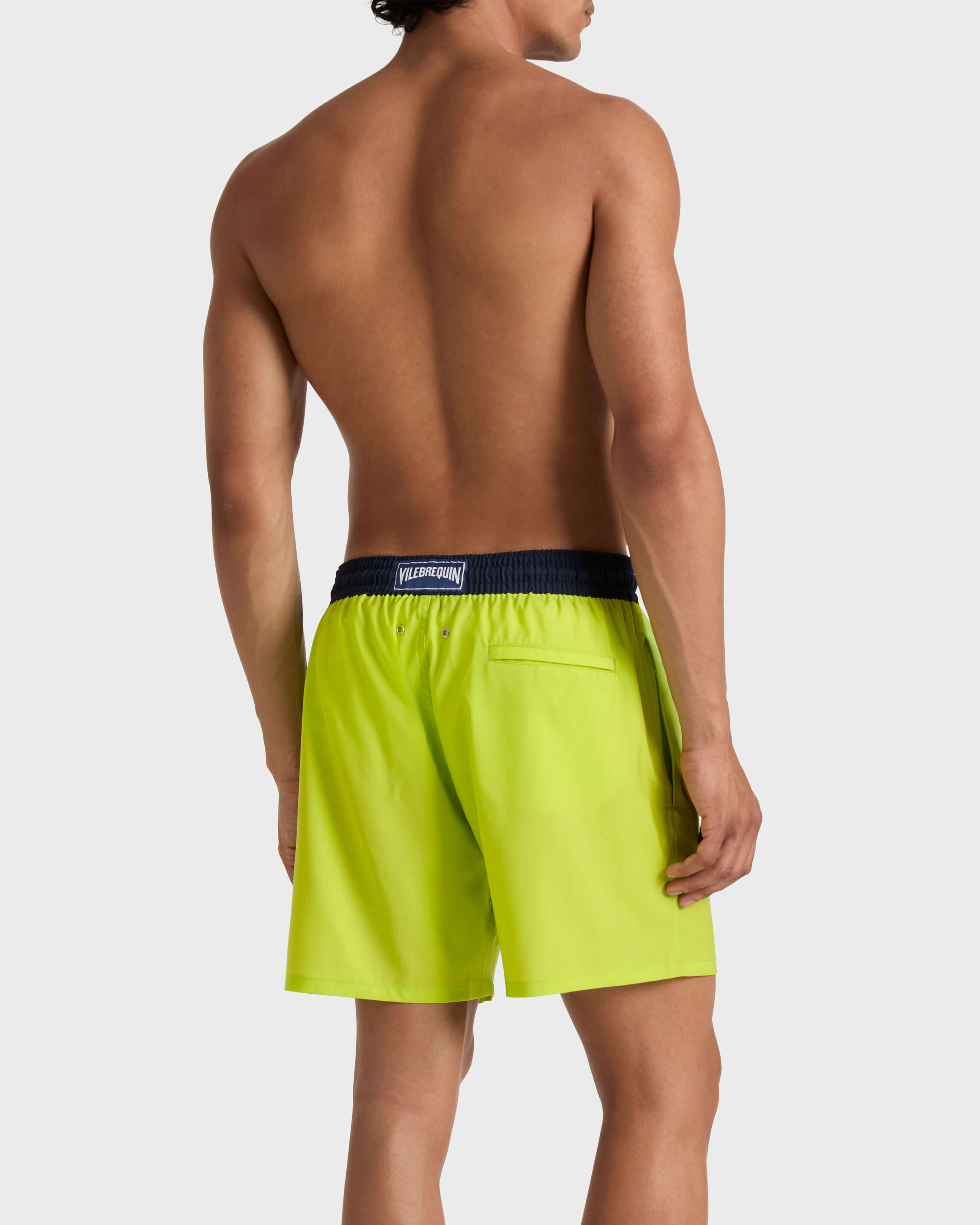 Men Ultrafine Wool Swim Shorts Super 120'S LEMONGRASS backworn view