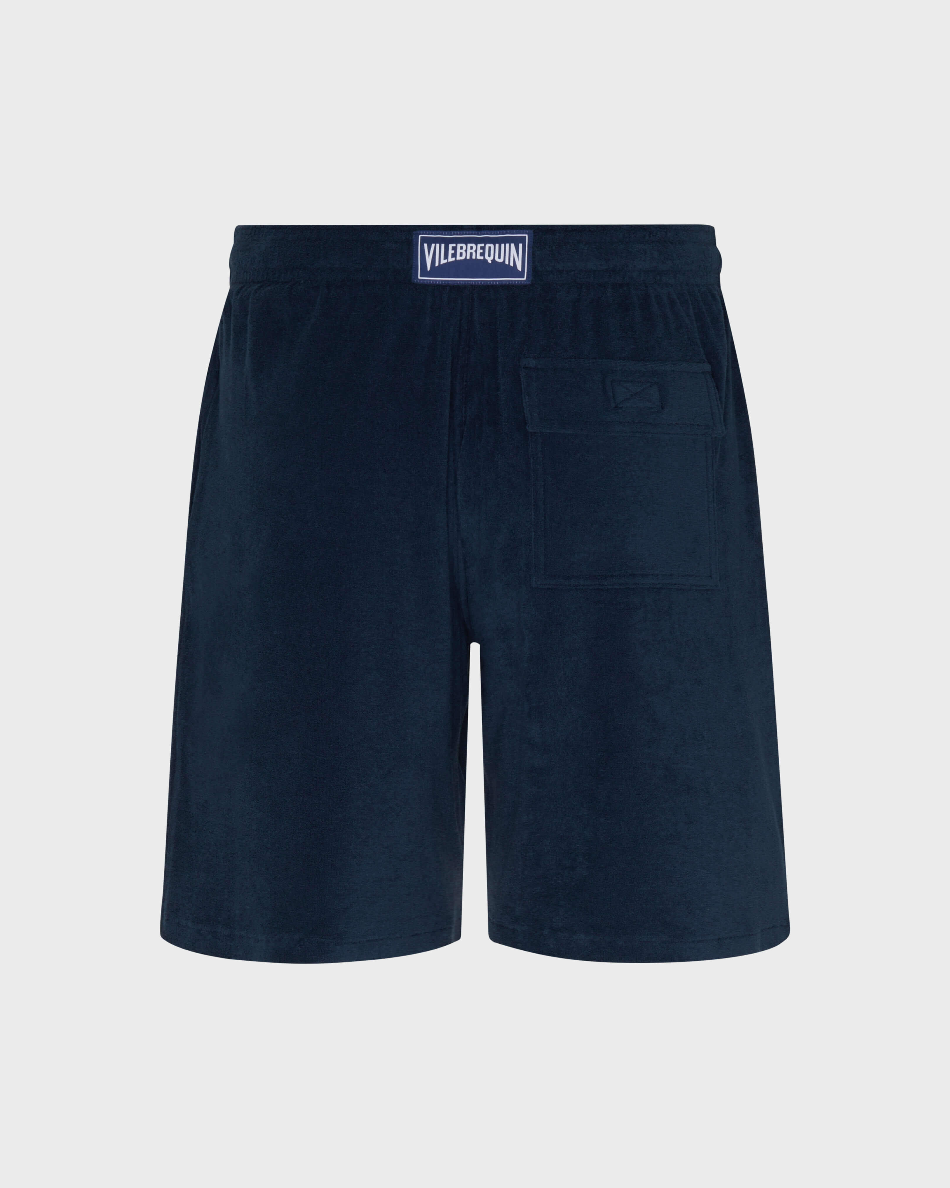 Terry Bermuda Shorts Solid NAVY back view
