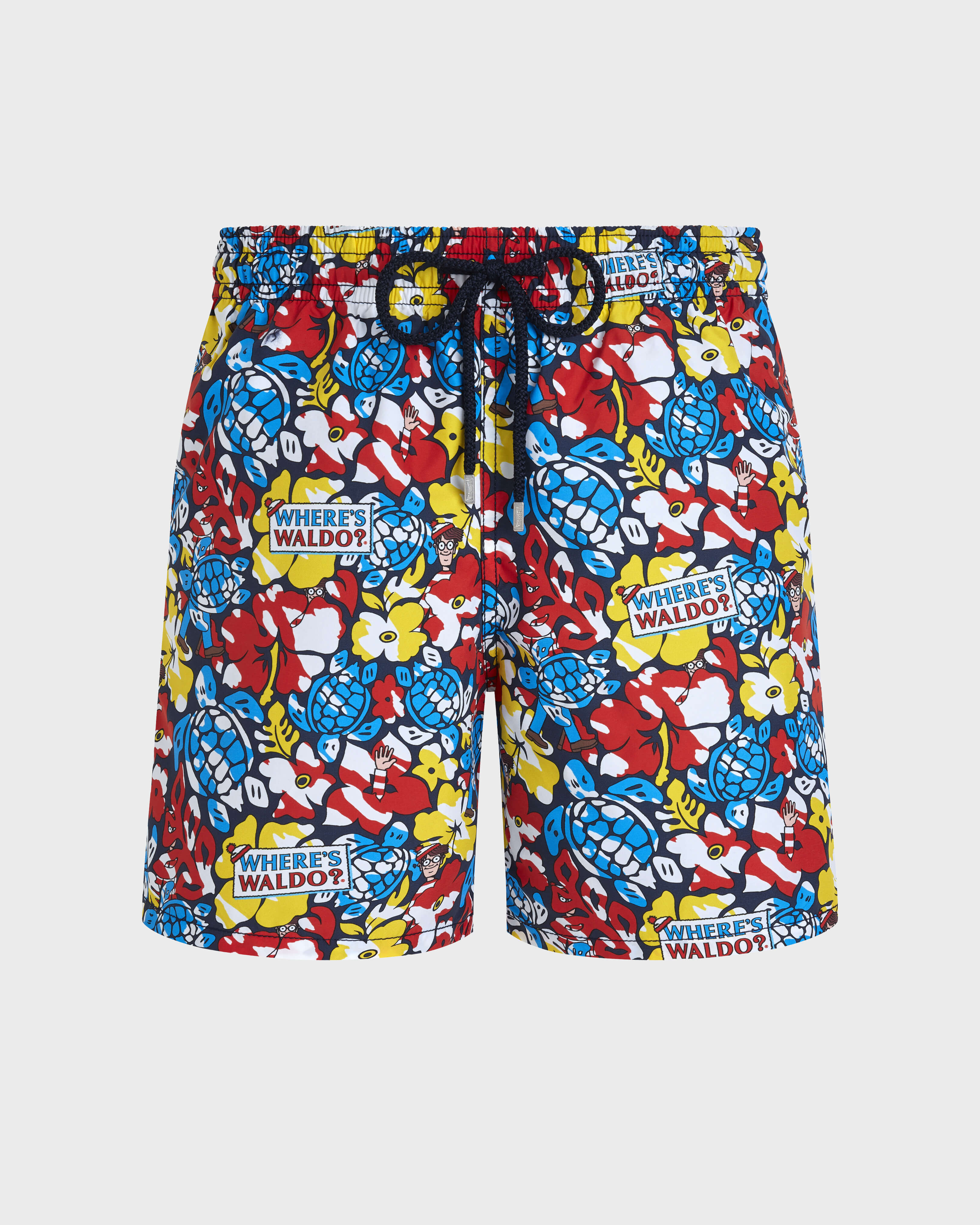 Tropico Waldo Badeshorts für Herren – Vilebrequin x Wo ist Walter? MARINEBLAU front view