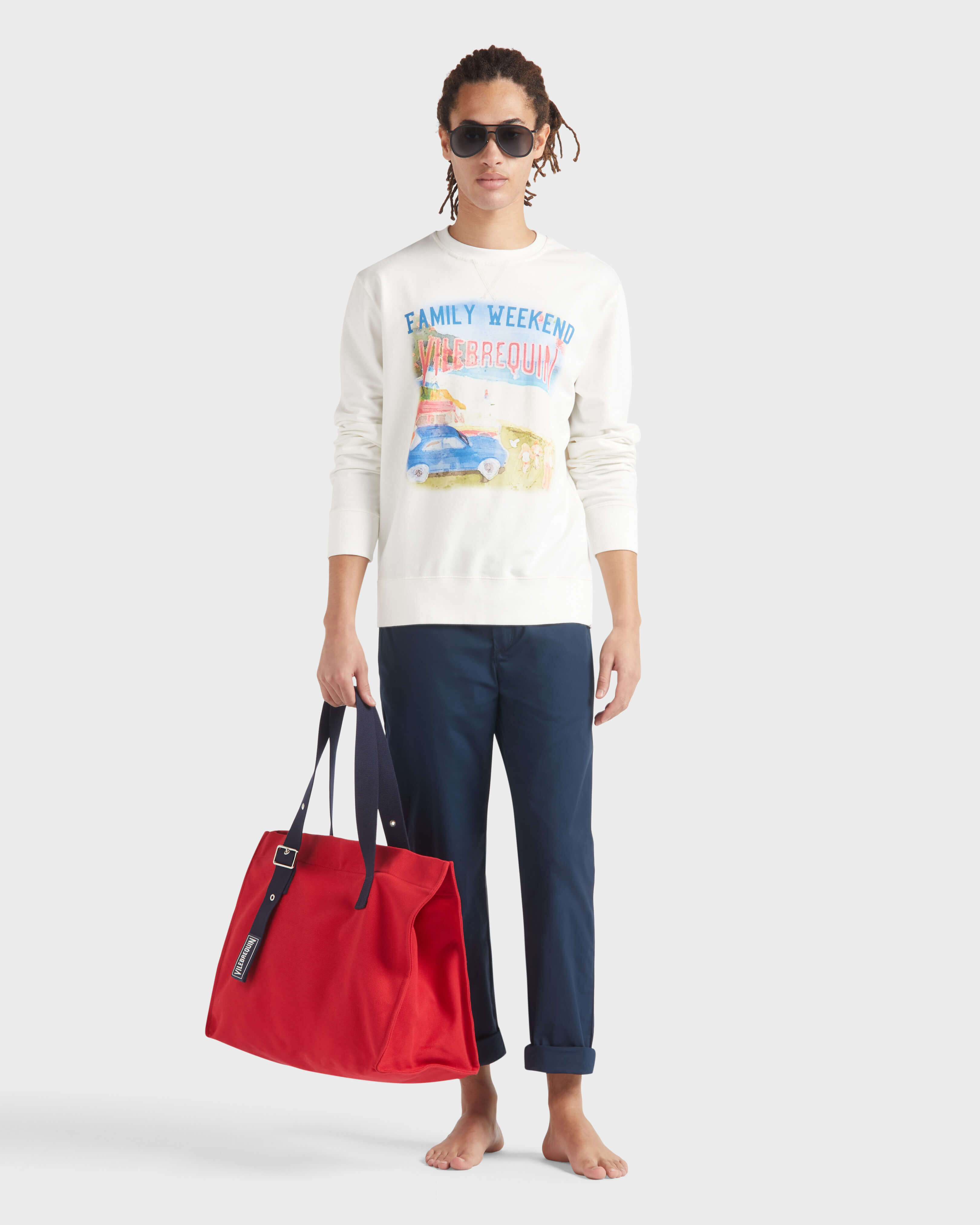 Men Cotton Crewneck Sweatshirt Family Week-end OFF WHITE supp1 view