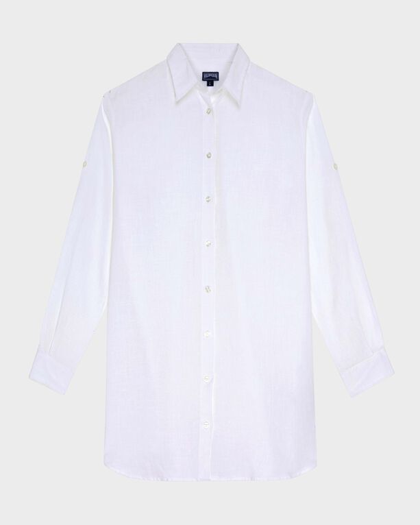 Vilebrequin - Women Long Sleeves Linen Shirt Solid - Shirt - Fondant - White - Size XS
