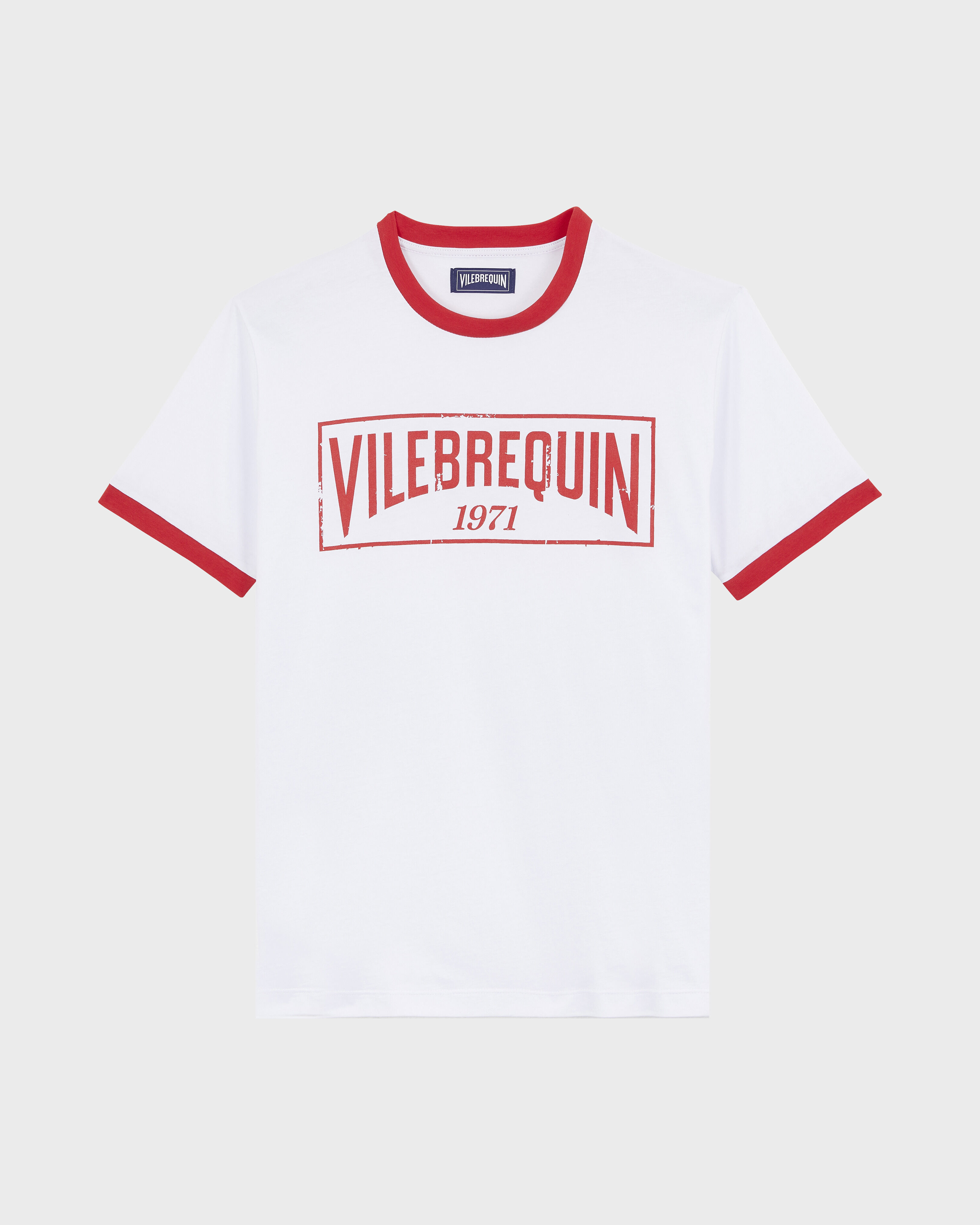 Men Cotton Light Jersey T-shirt Bicolor Logo POPPY RED front view