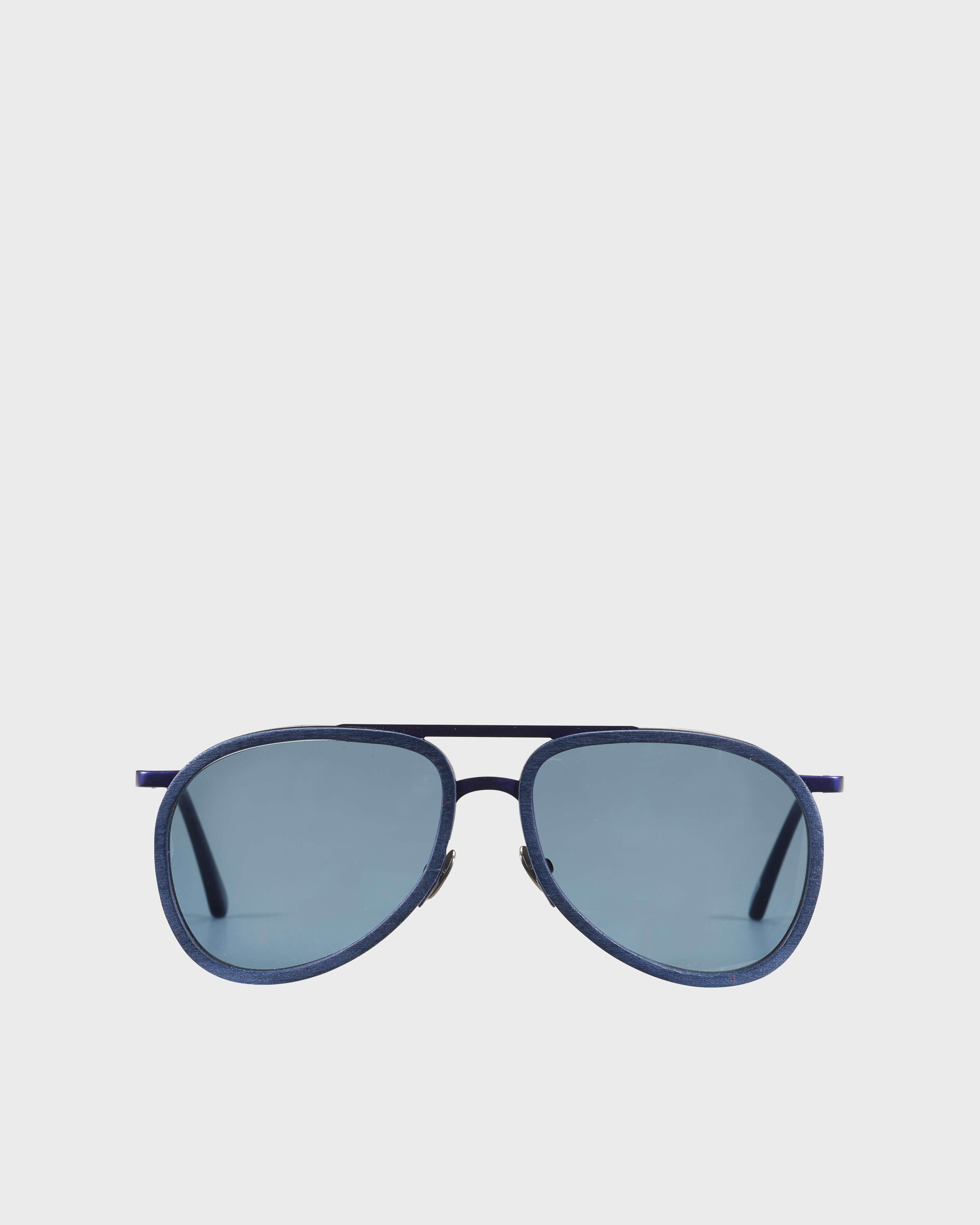 Wood Aviator Sunglasses Solid - VBQ x Shelter MIDNIGHT front view