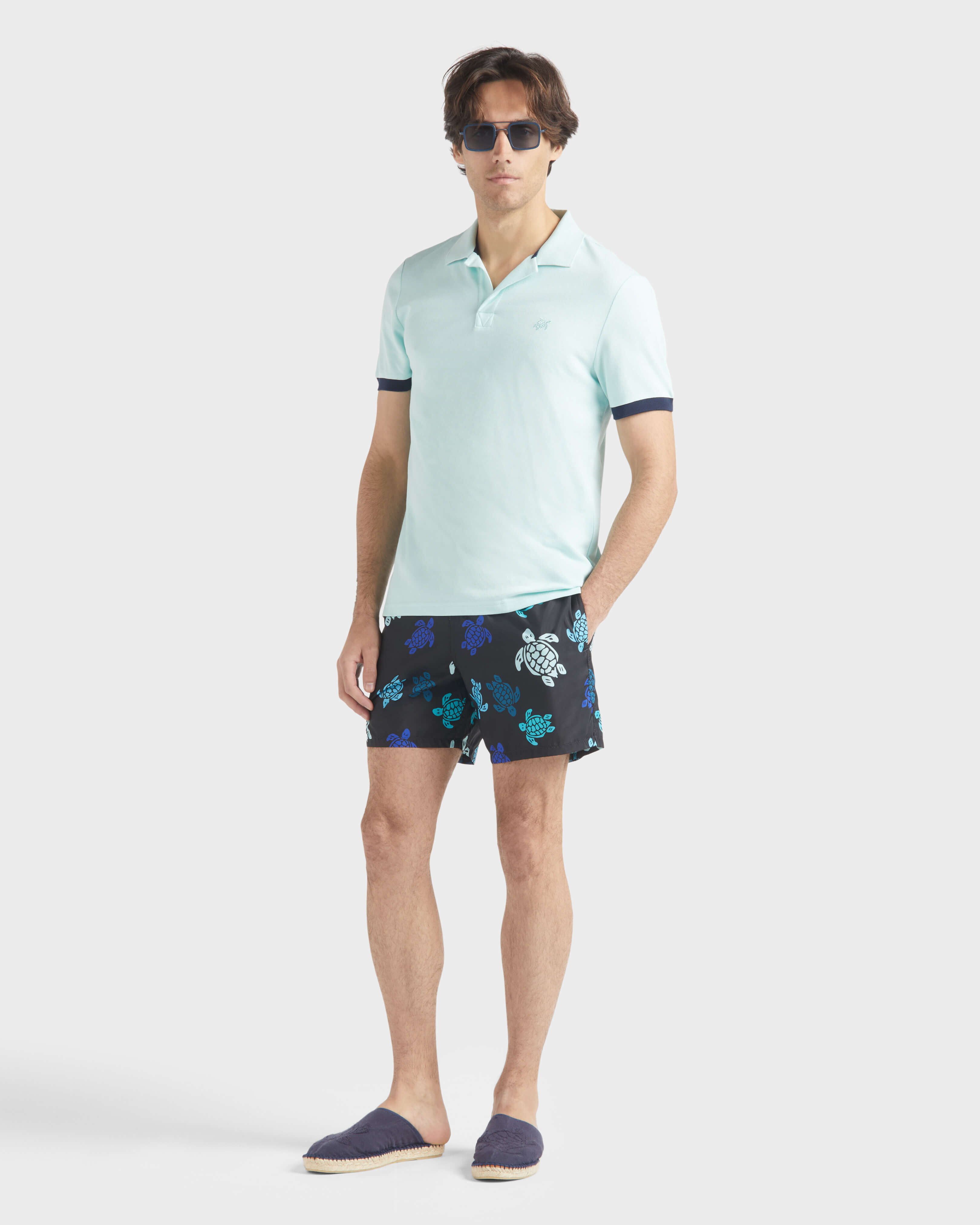 Men Cotton Pique Polo Shirt Solid PACIFIC supp1 view
