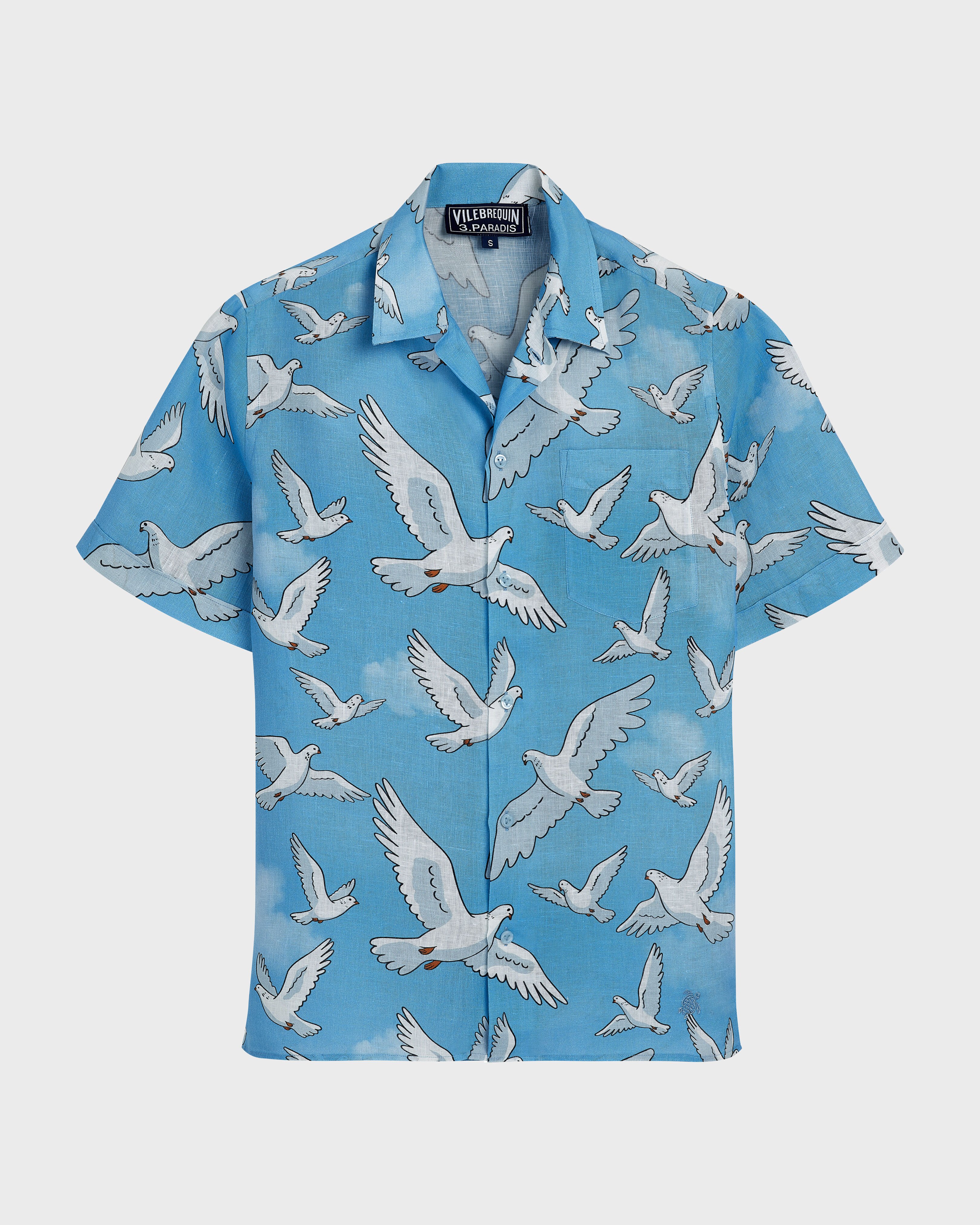 Camisa de bolos con estampado Doves para hombre - VBQ x 3.PARADIS JAIPUY front view