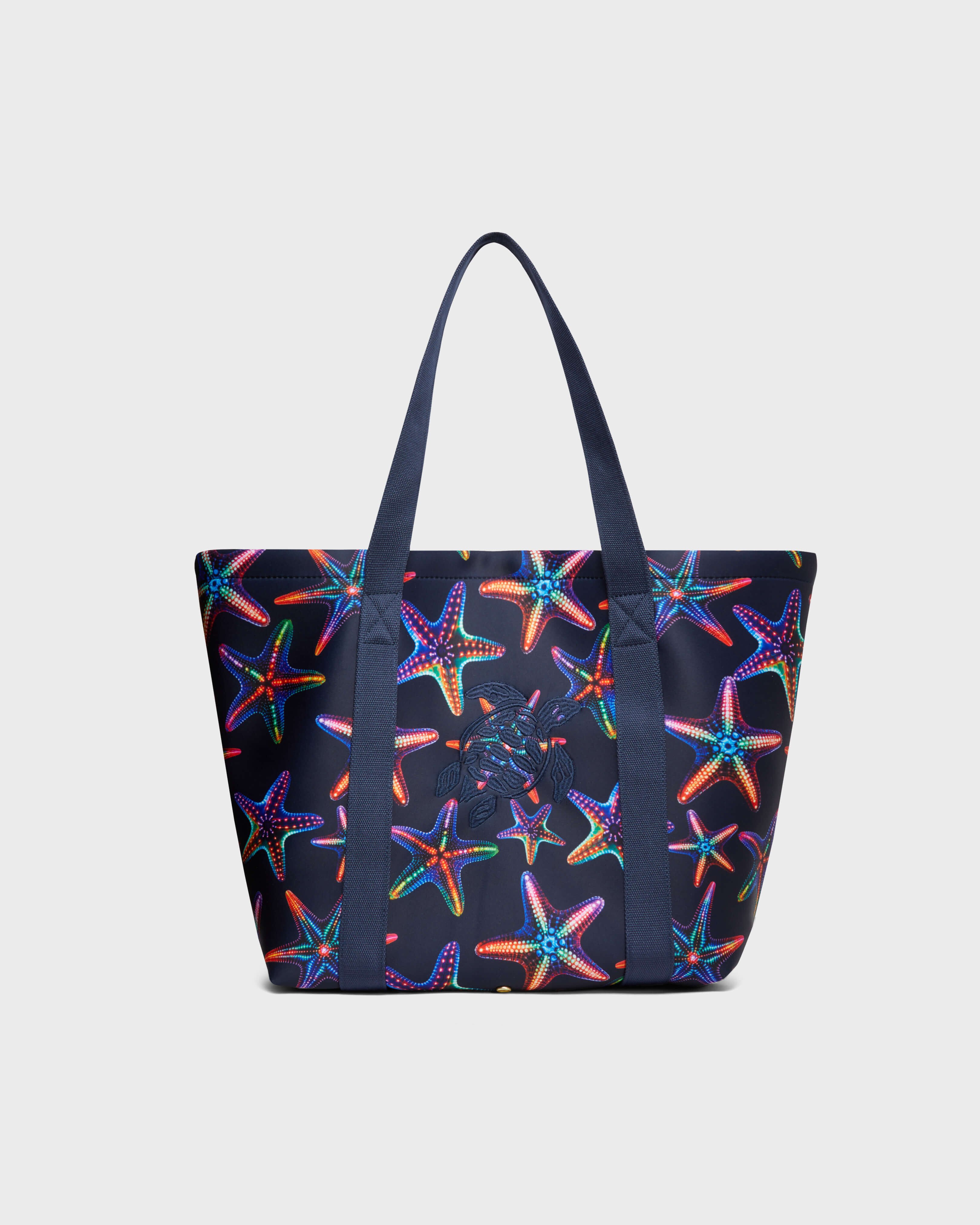 Unisex Neoprene Beach bag Disco Stars NAVY front view