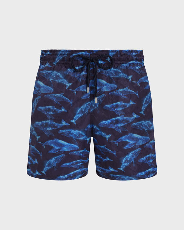 Vilebrequin - Men Swim Shorts Sparkling Whales Monogram Jacquard - Swimwear - Moopea - Blue - Size M