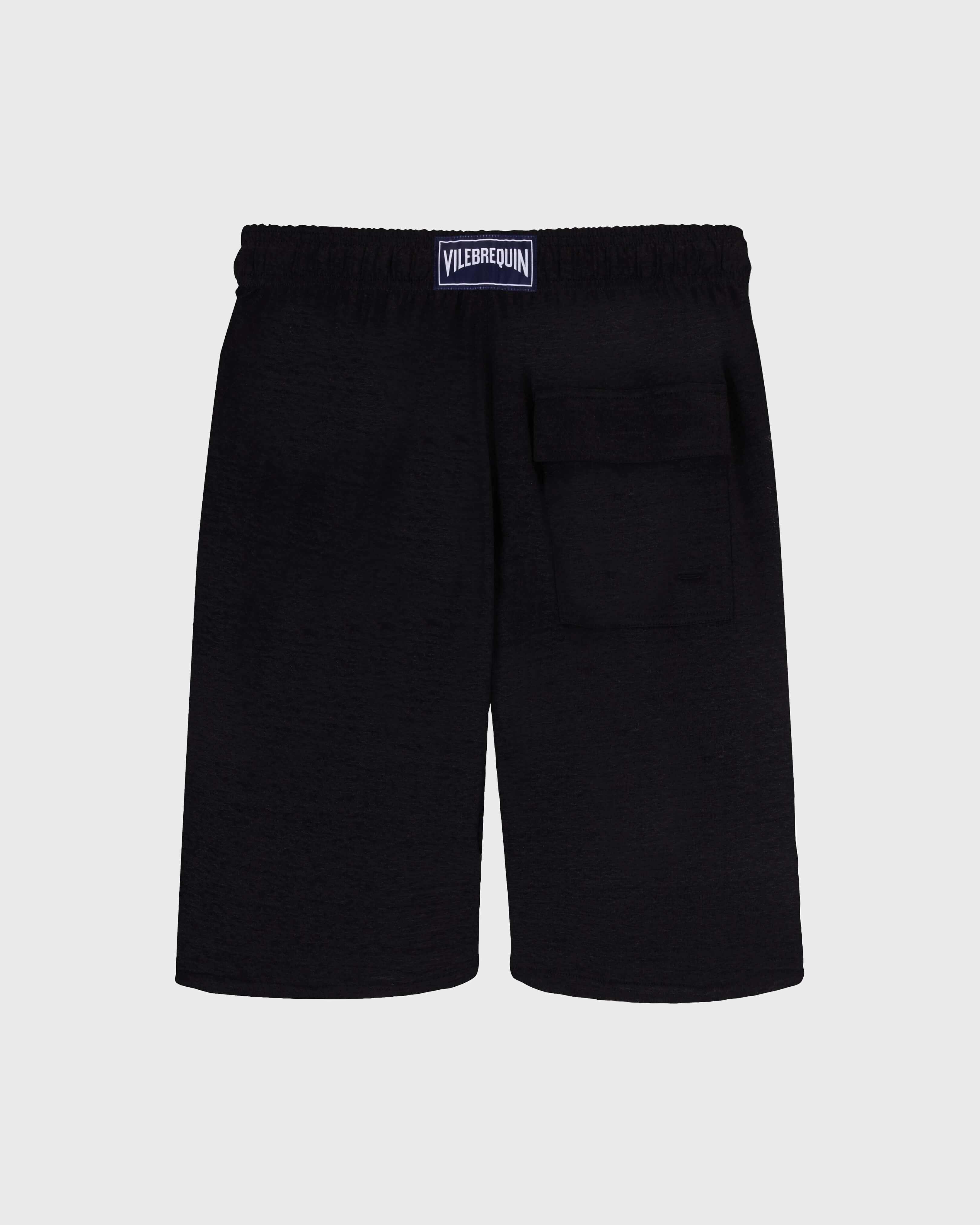 Linen Bermuda Shorts Solid NERO back view