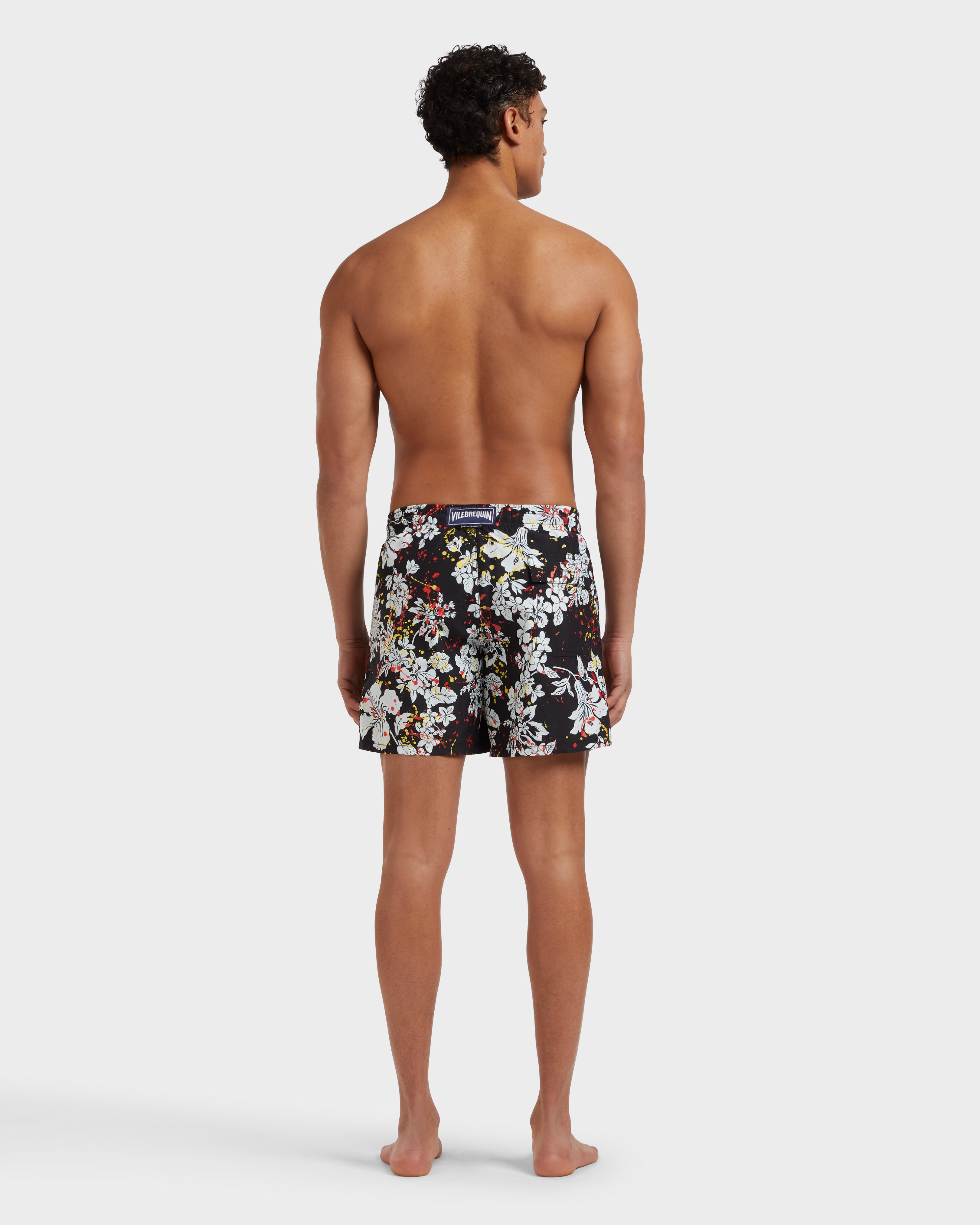 Men Swim Shorts Flower Splash - VBQ x Palm Angels BLACK backworn view