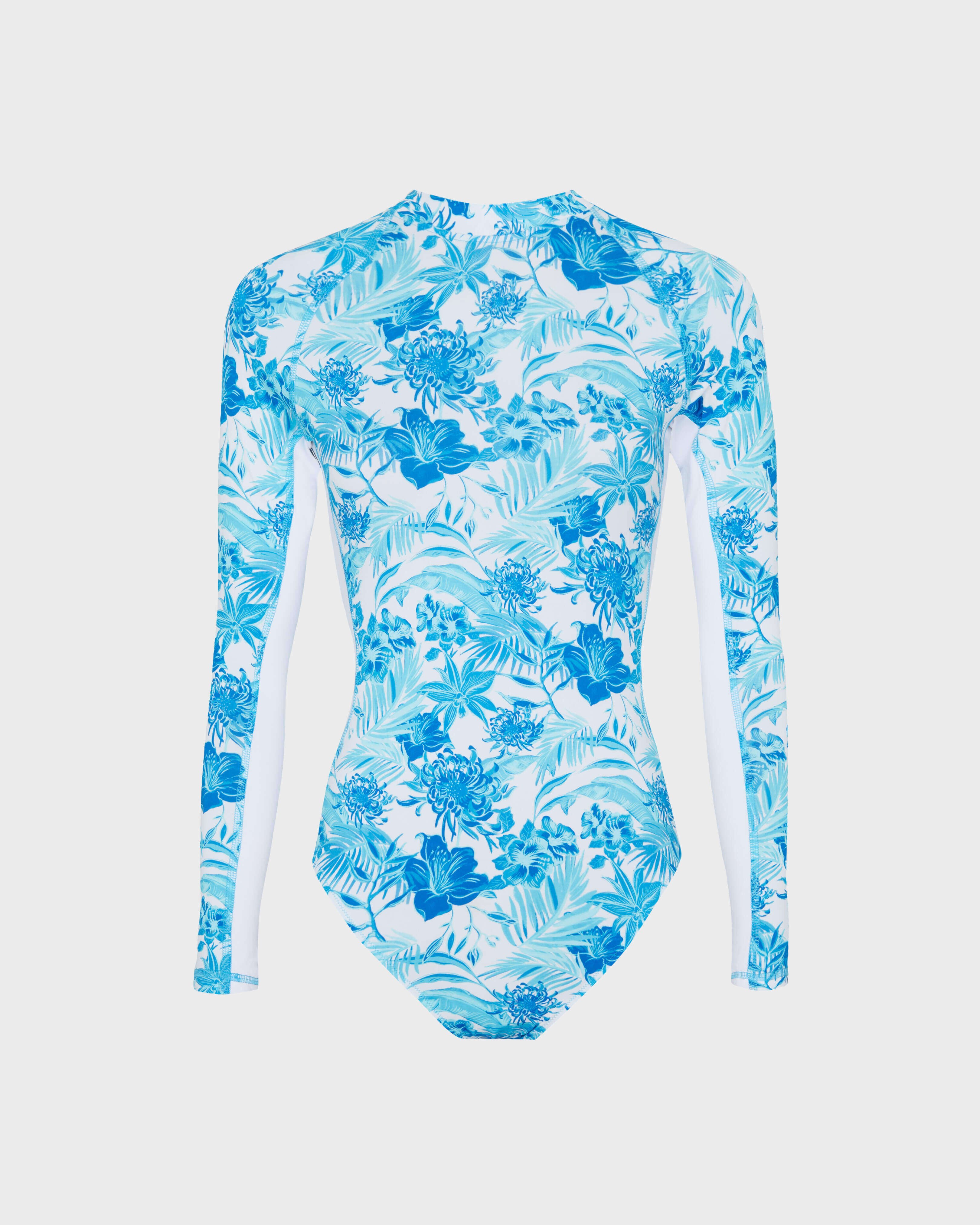 Rash guard intera donna a maniche lunghe Tahiti Flowers BIANCO front view