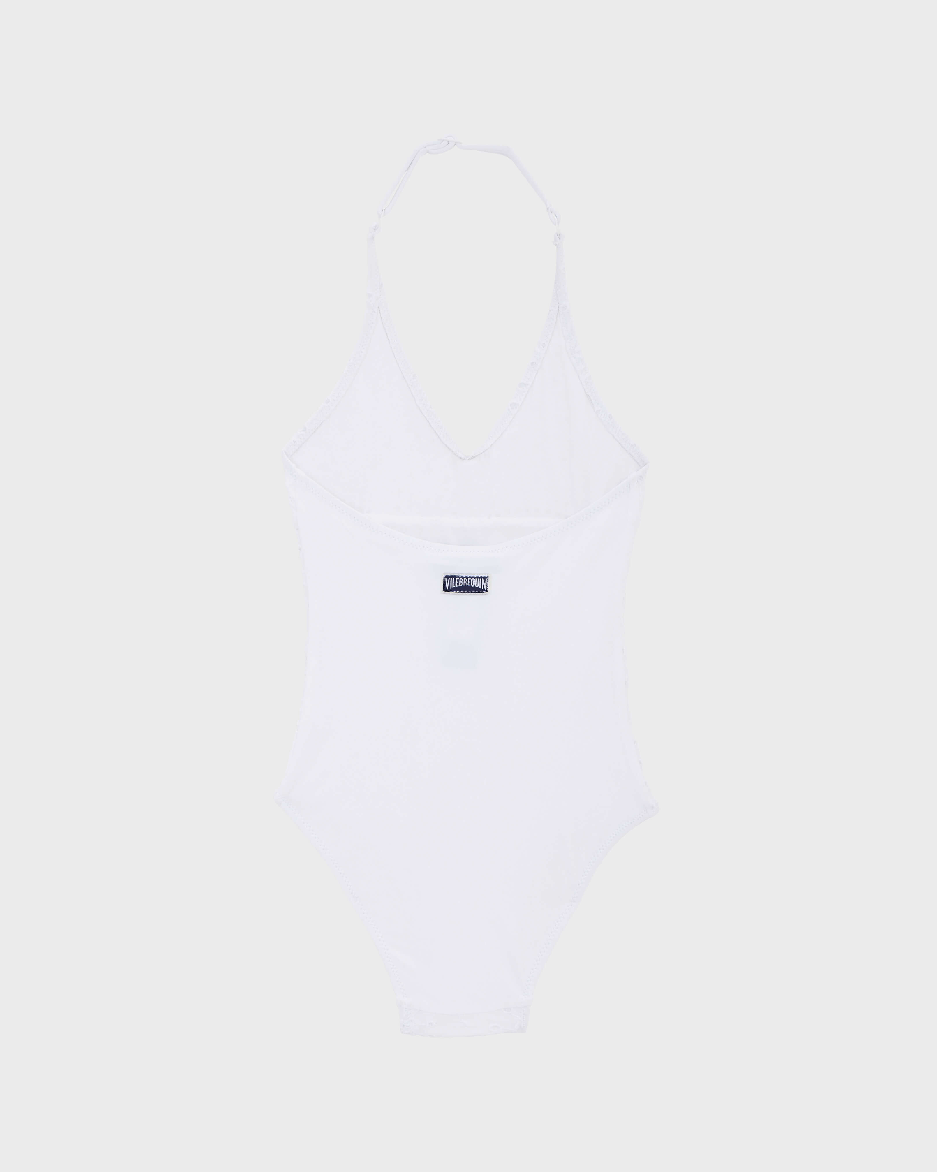 Girls One-piece Swimsuit Broderies Anglaises WHITE back view