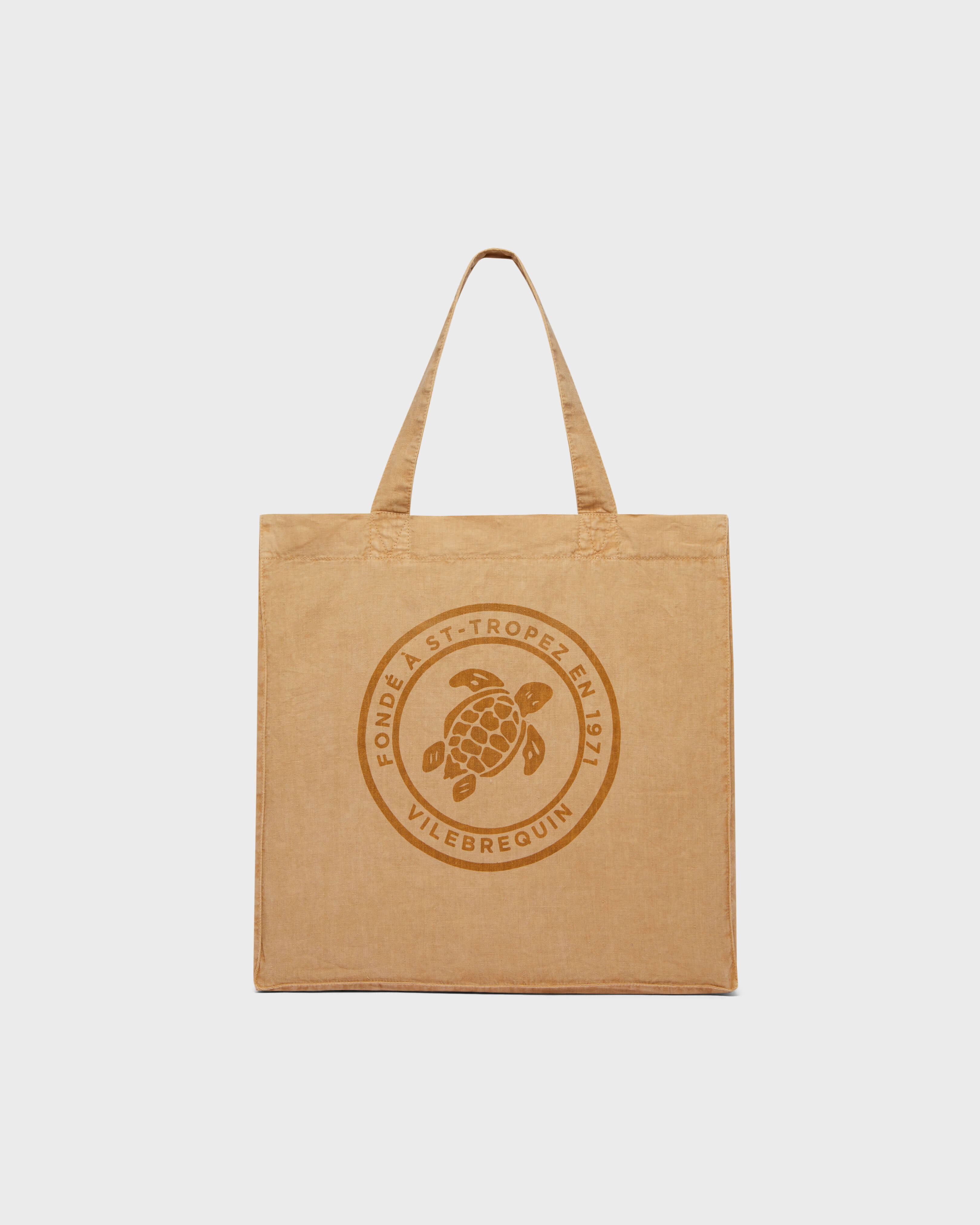 Unisex Linen Beach bag Solid MOCHA front view