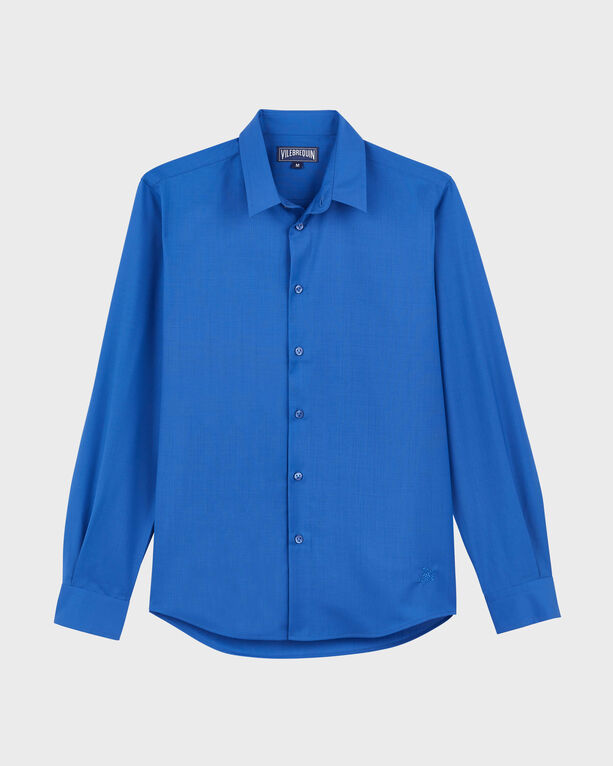 Vilebrequin - Men Wool Shirt Solid - Shirt - Cool - Blue - Size XXXL