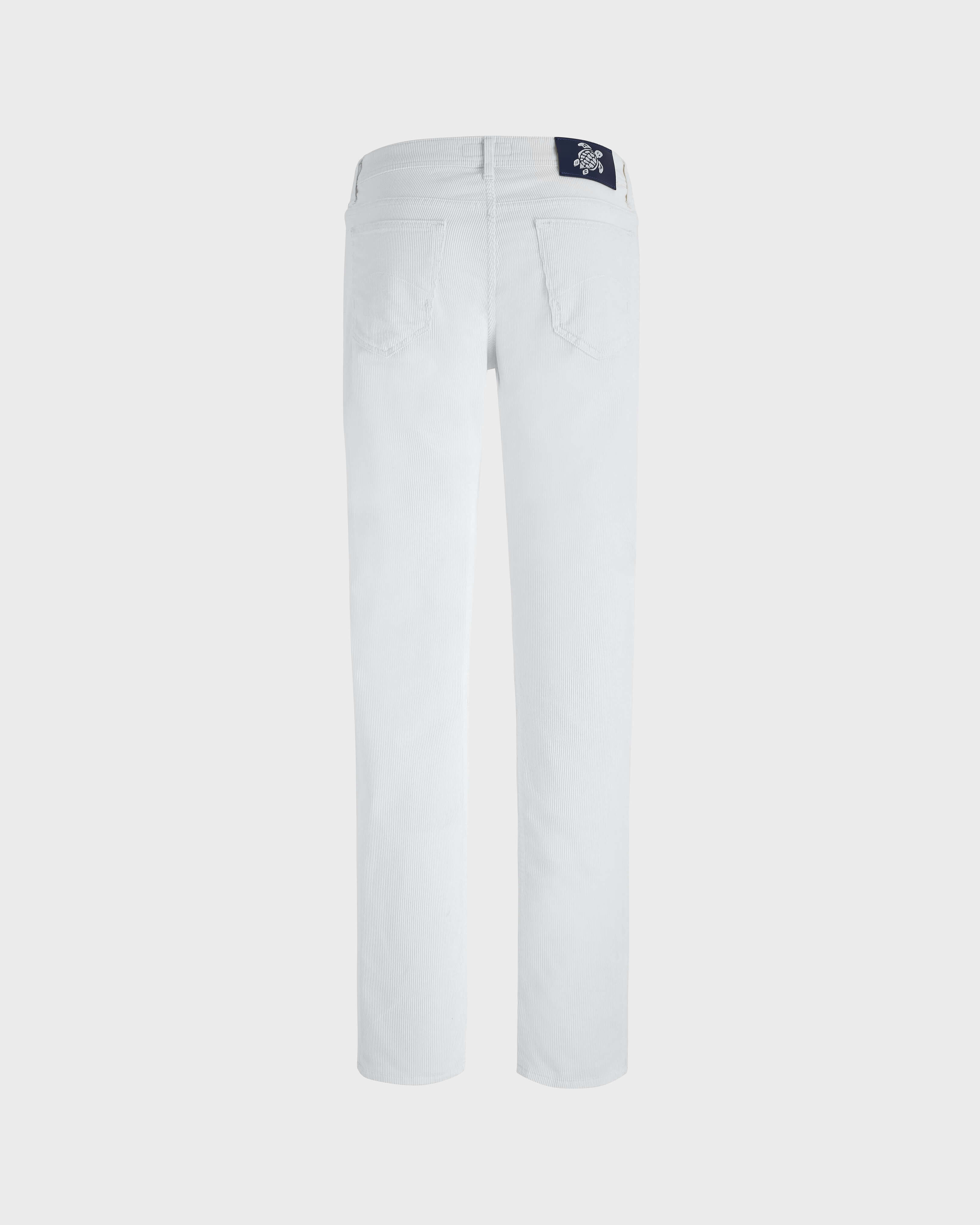 Men Vintage Faded 5-Pocket Corduroy Pants OFF WHITE back view