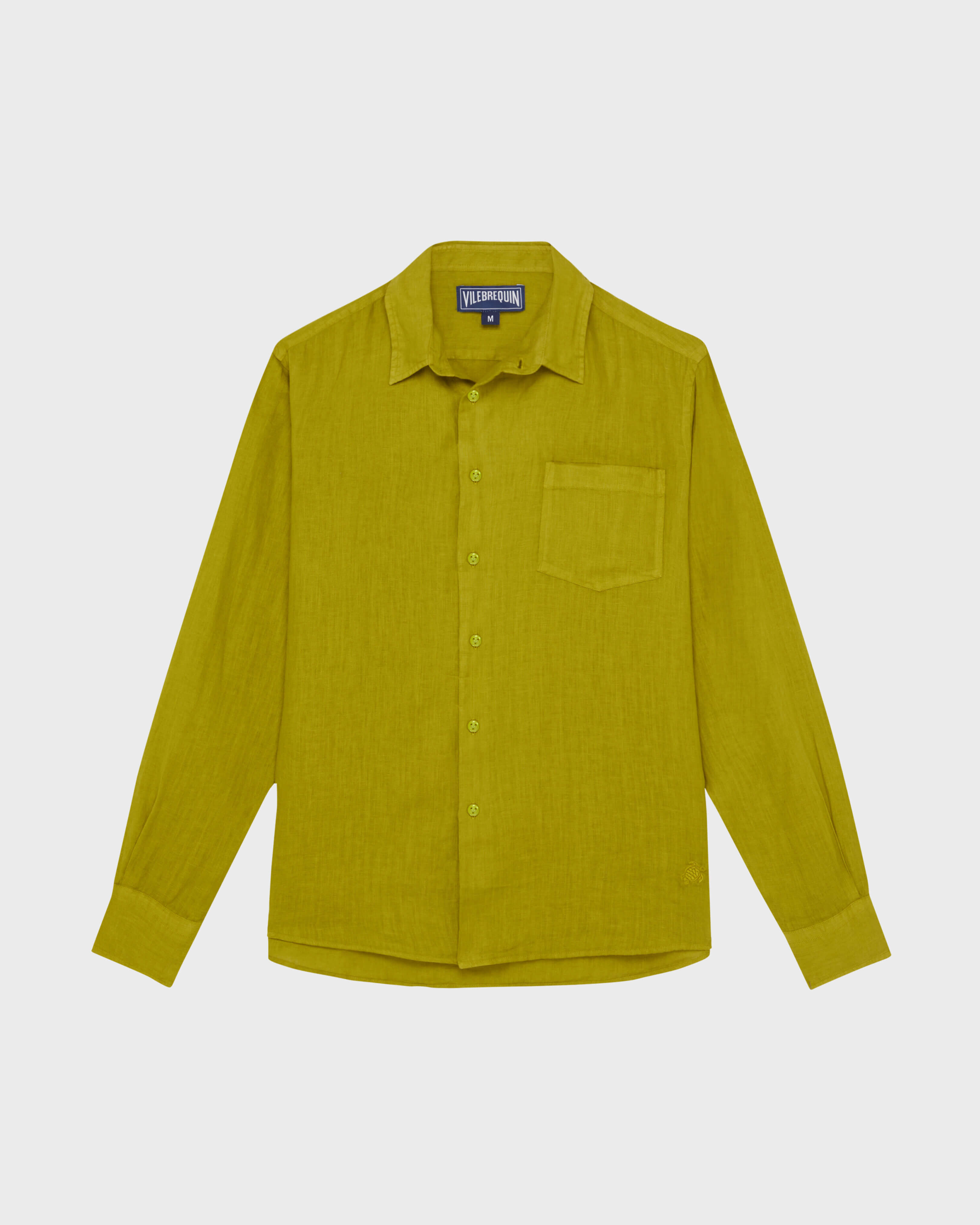 Men Linen Shirt Solid WORMWOOD front view