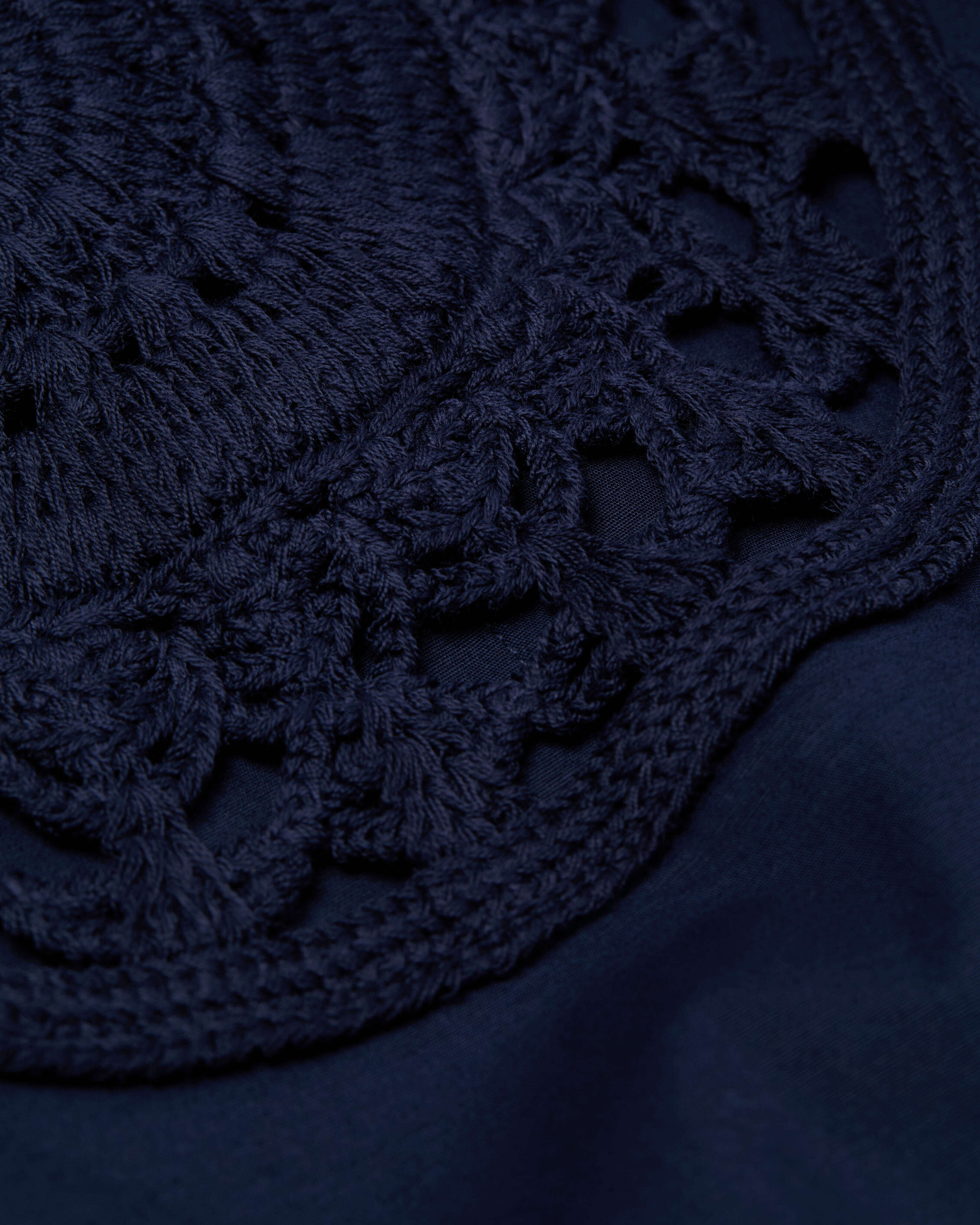 Women Crochet Medallion Poplin Midi Dress NAVY supp4 view