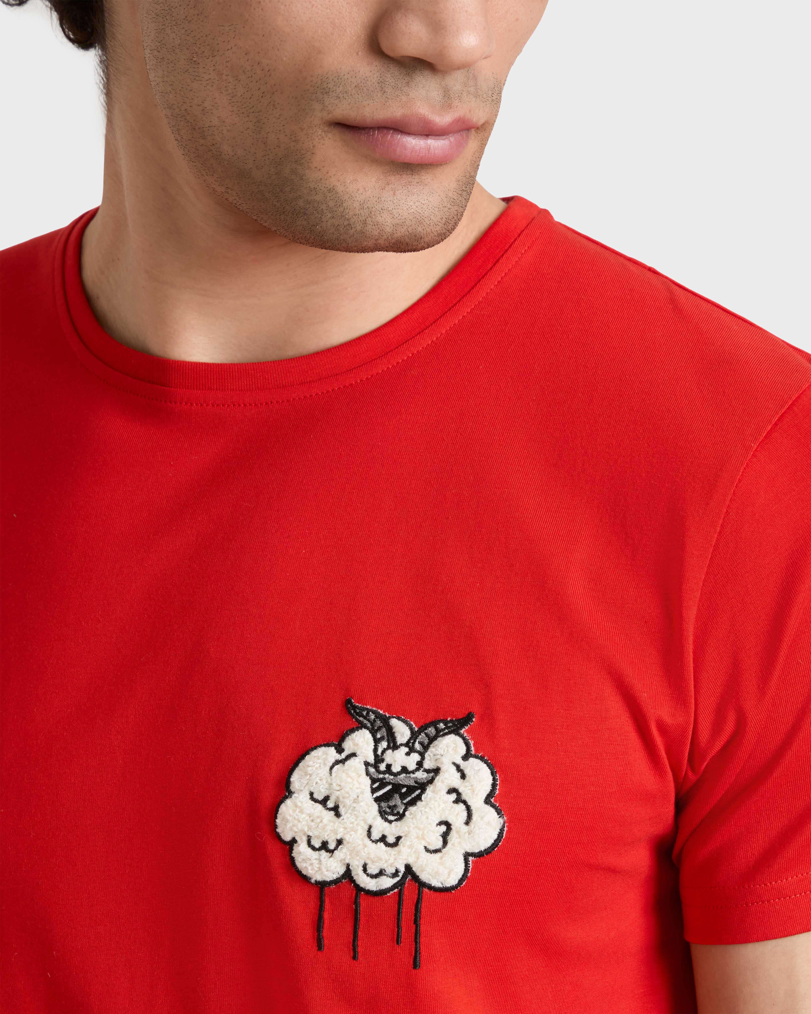 Men Organic Cotton T-shirt Year of the Goat POPPY RED supp1 view