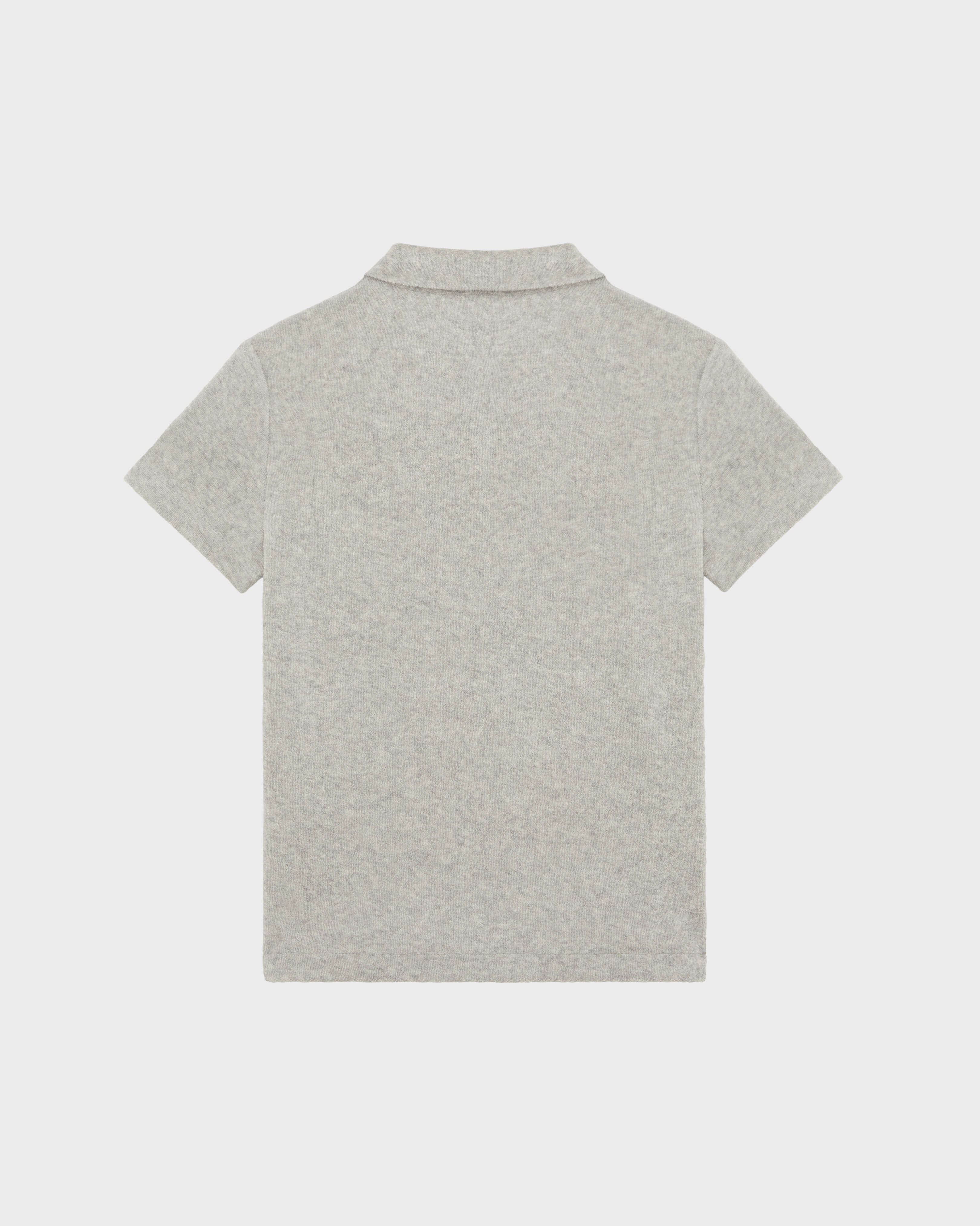 Boys Terry Polo Embroidered Turtle HEATHER GREY back view