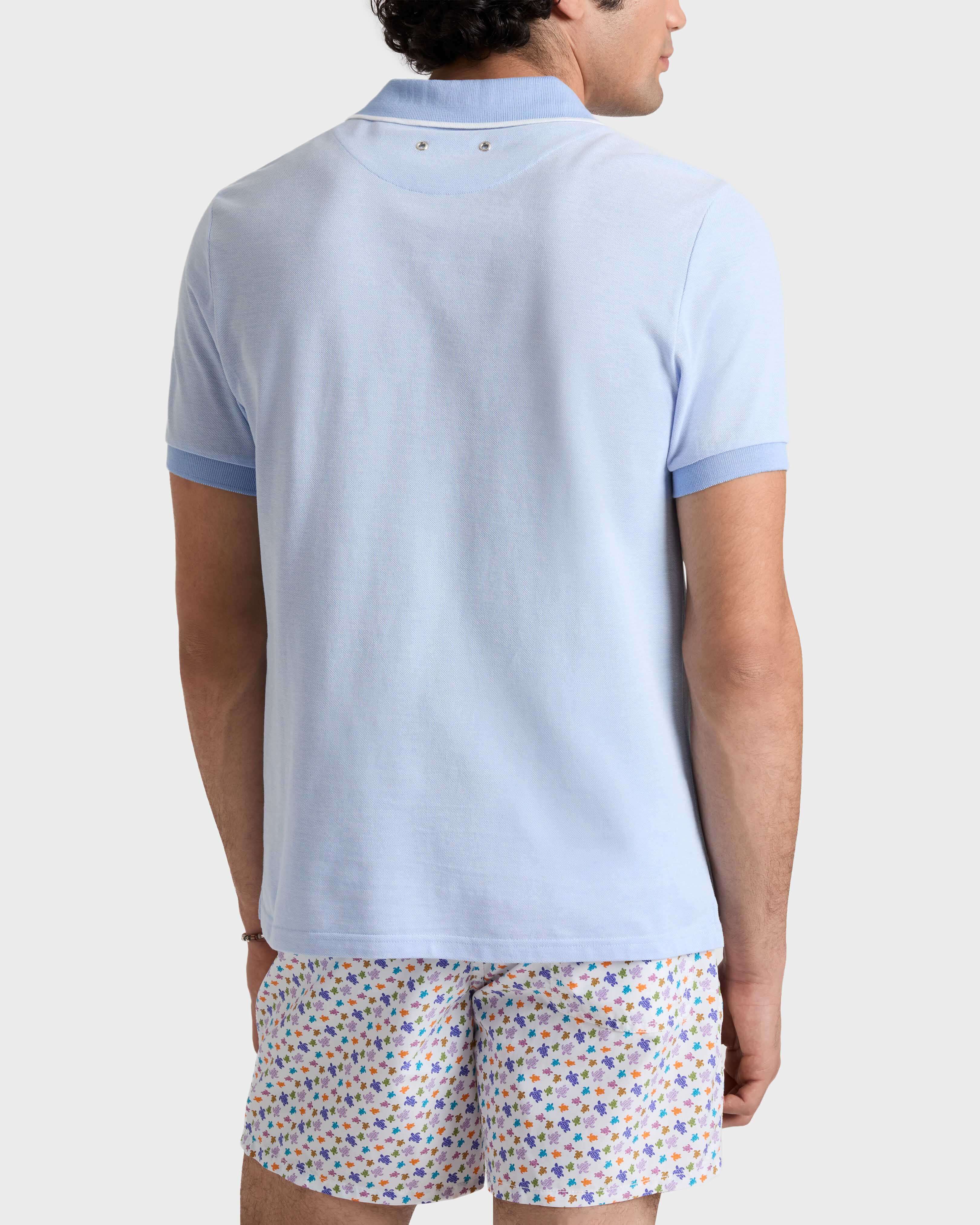 Polo uomo in cotone cangiante tinta unita CLOUDY backworn view