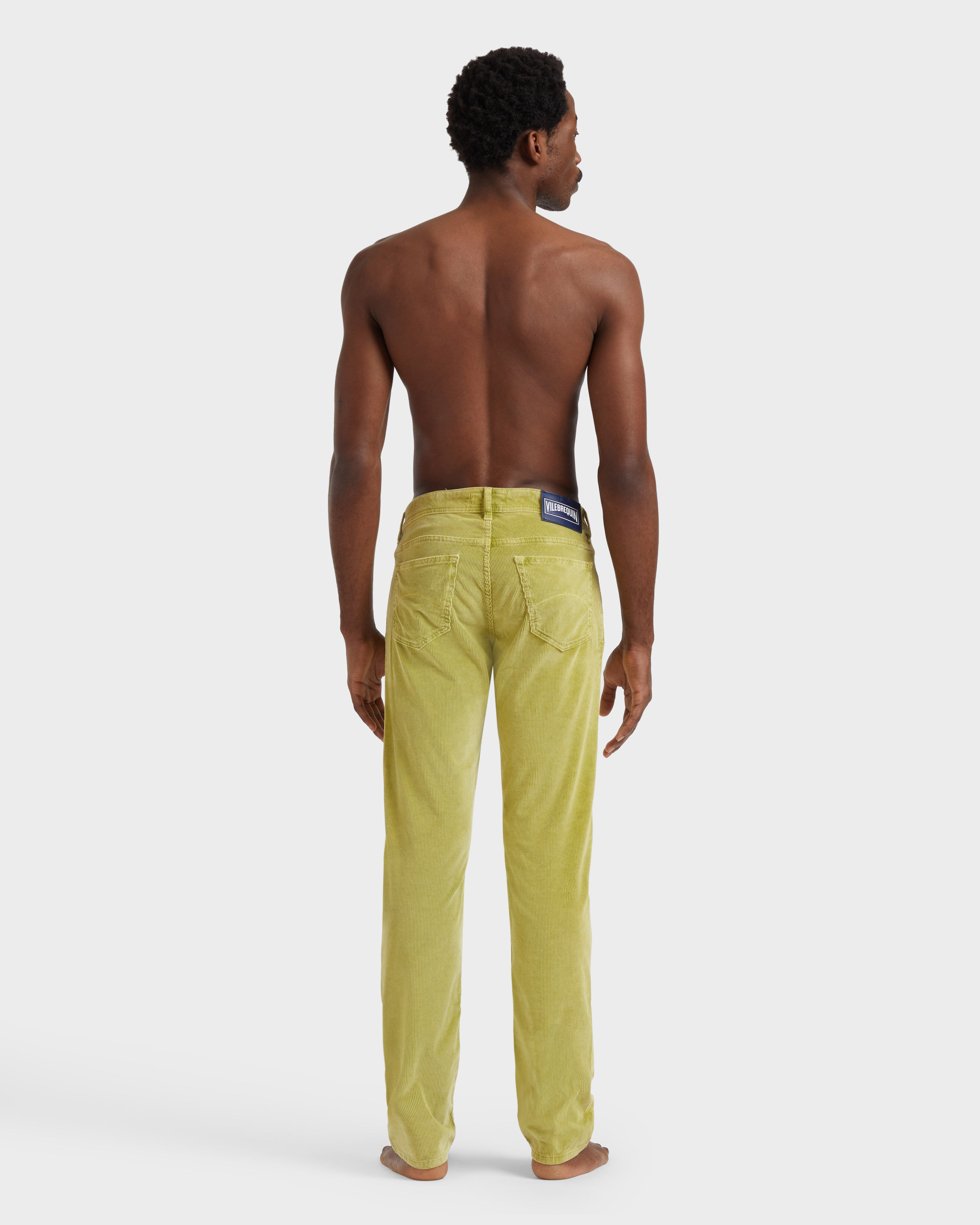 Men Vintage Faded 5-Pocket Corduroy Pants WORMWOOD backworn view