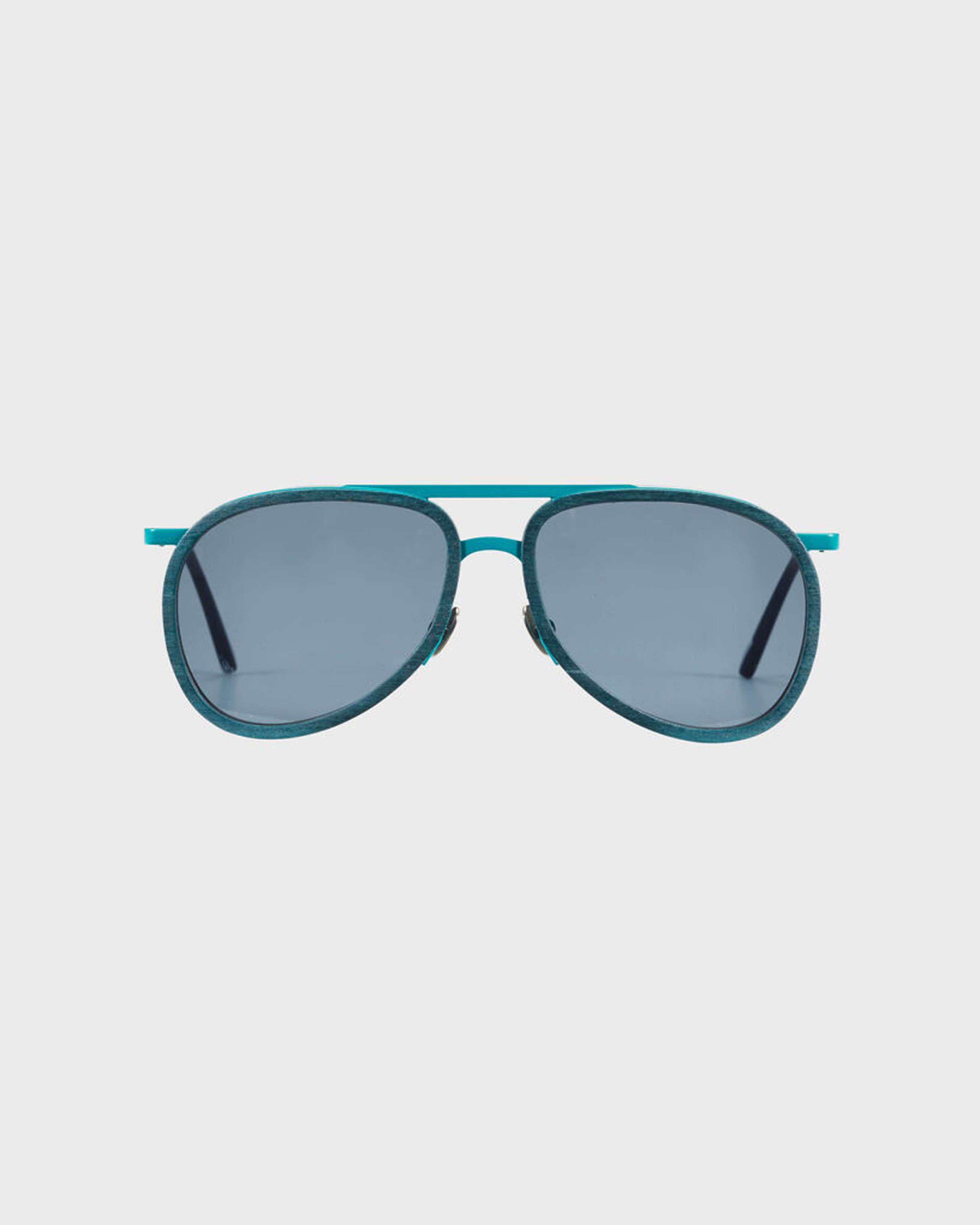Wood Aviator Sunglasses Solid - VBQ x Shelter FANFARE front view