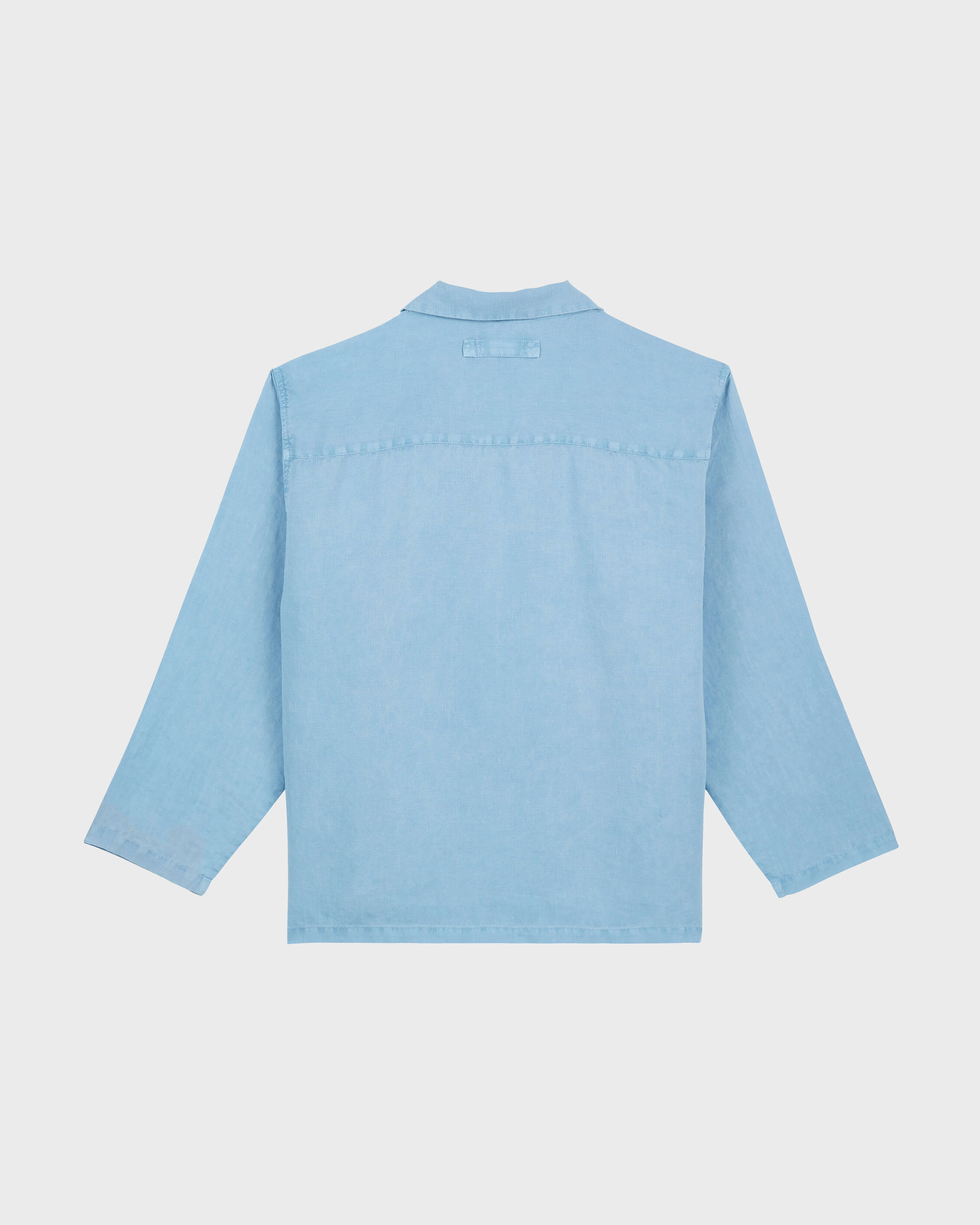 Chaquetón de lino en color liso con tinte mineral para hombre SOURCE back view