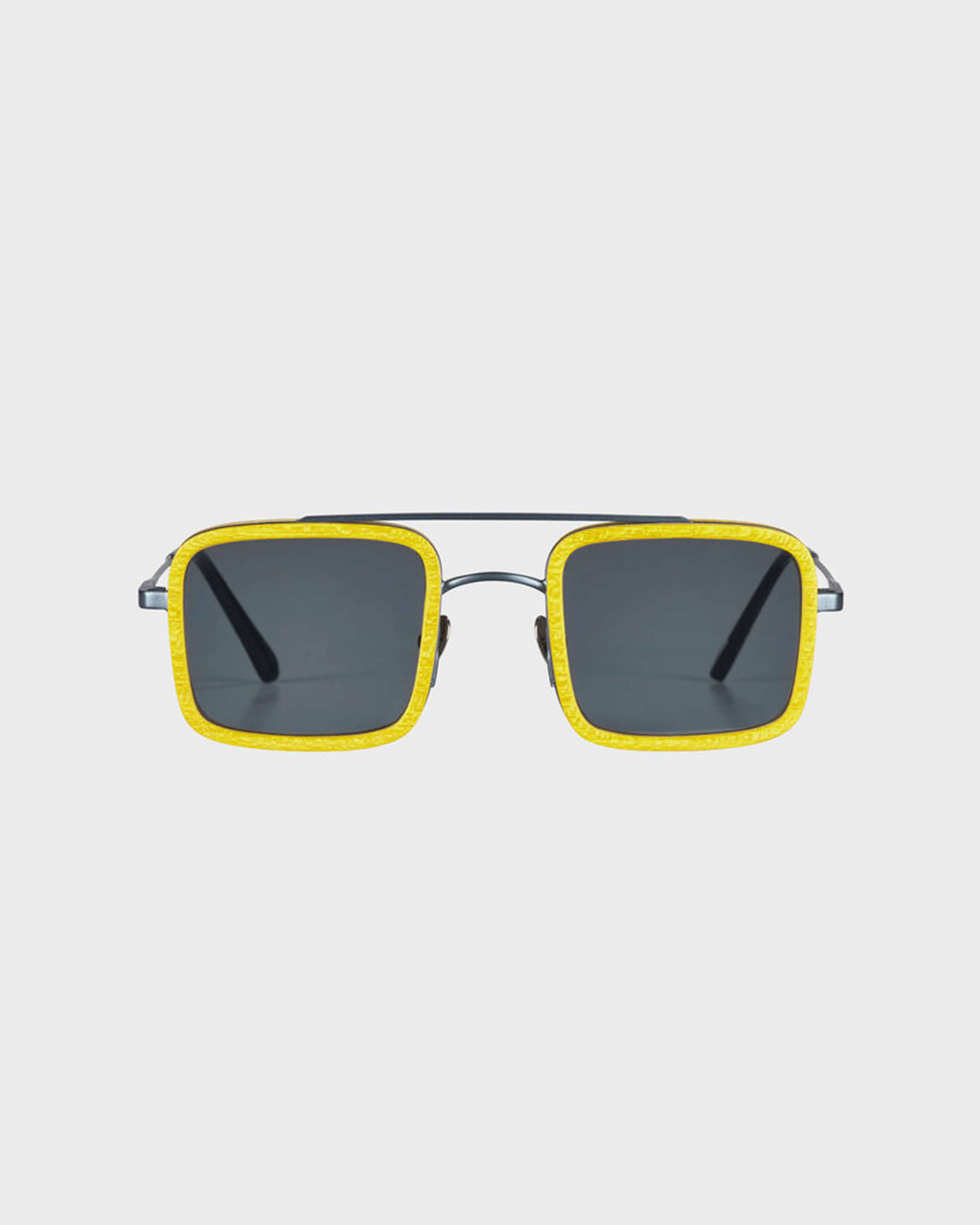White Tulipwood Men Sunglasses - VBQ x Shelter SUNFLOWER front view